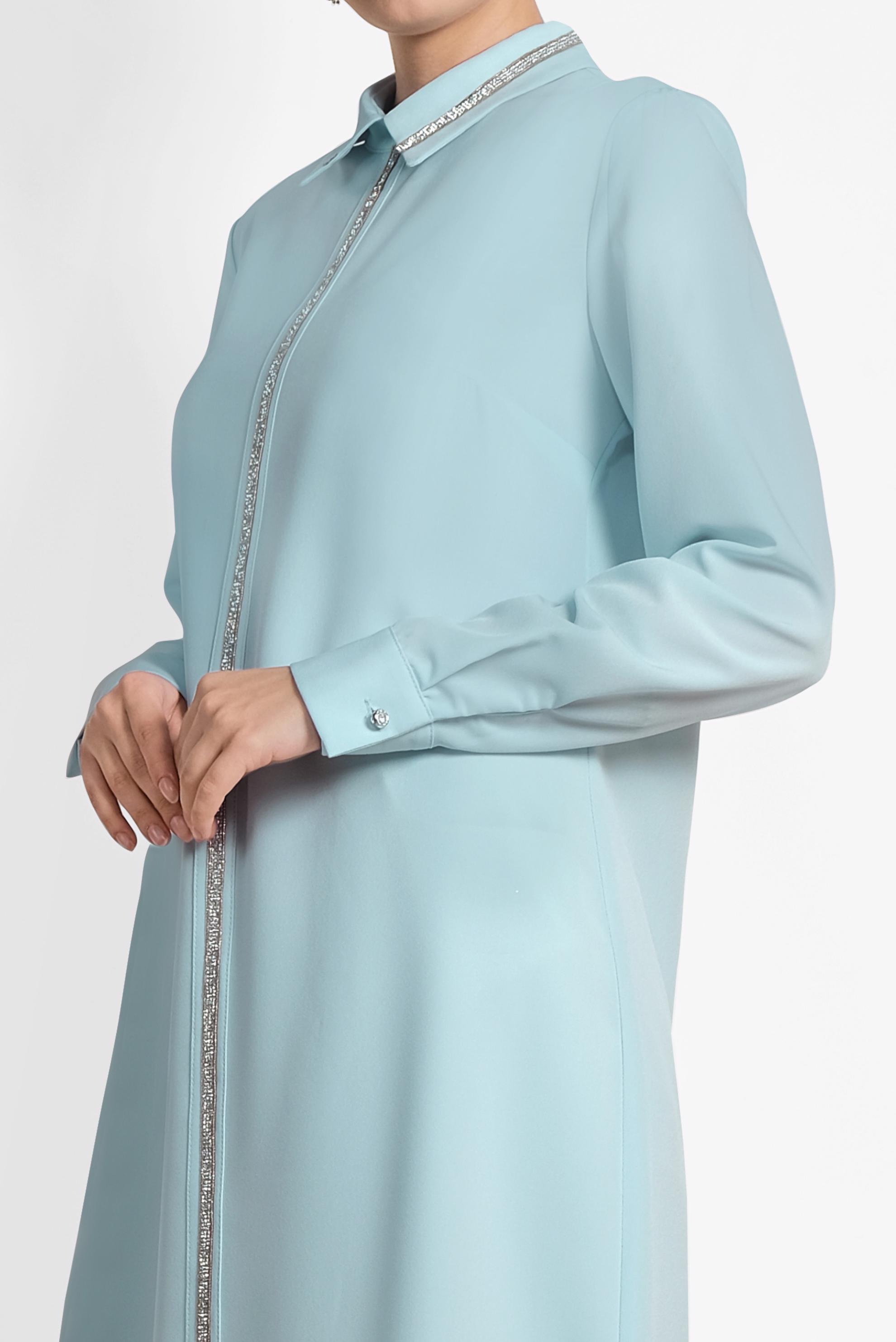 Tesettür giyim MAVİ TAŞ İŞLEMELİ TUNİK 4161