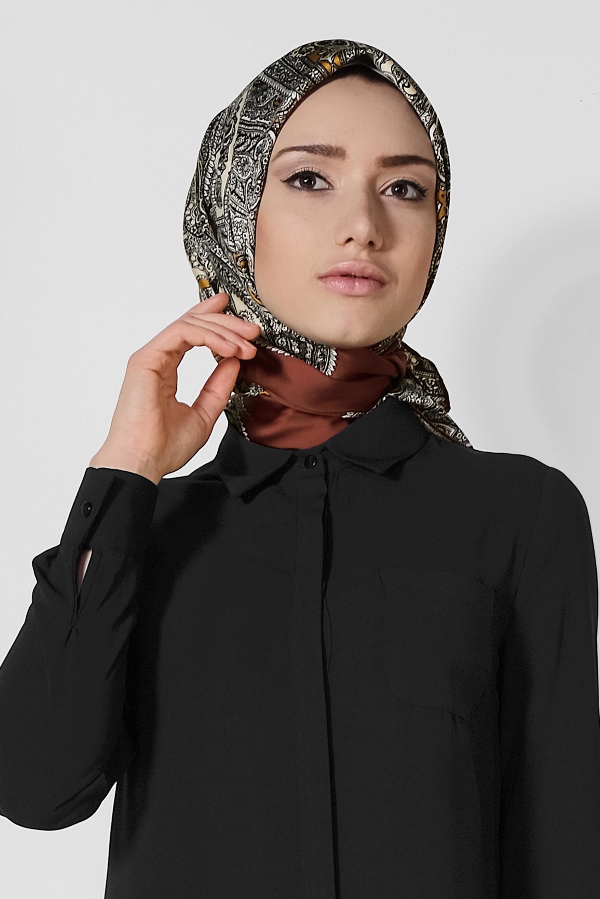 Tesettür giyim SİYAH ERKEK YAKA KLASİK GÖMLEK 4164