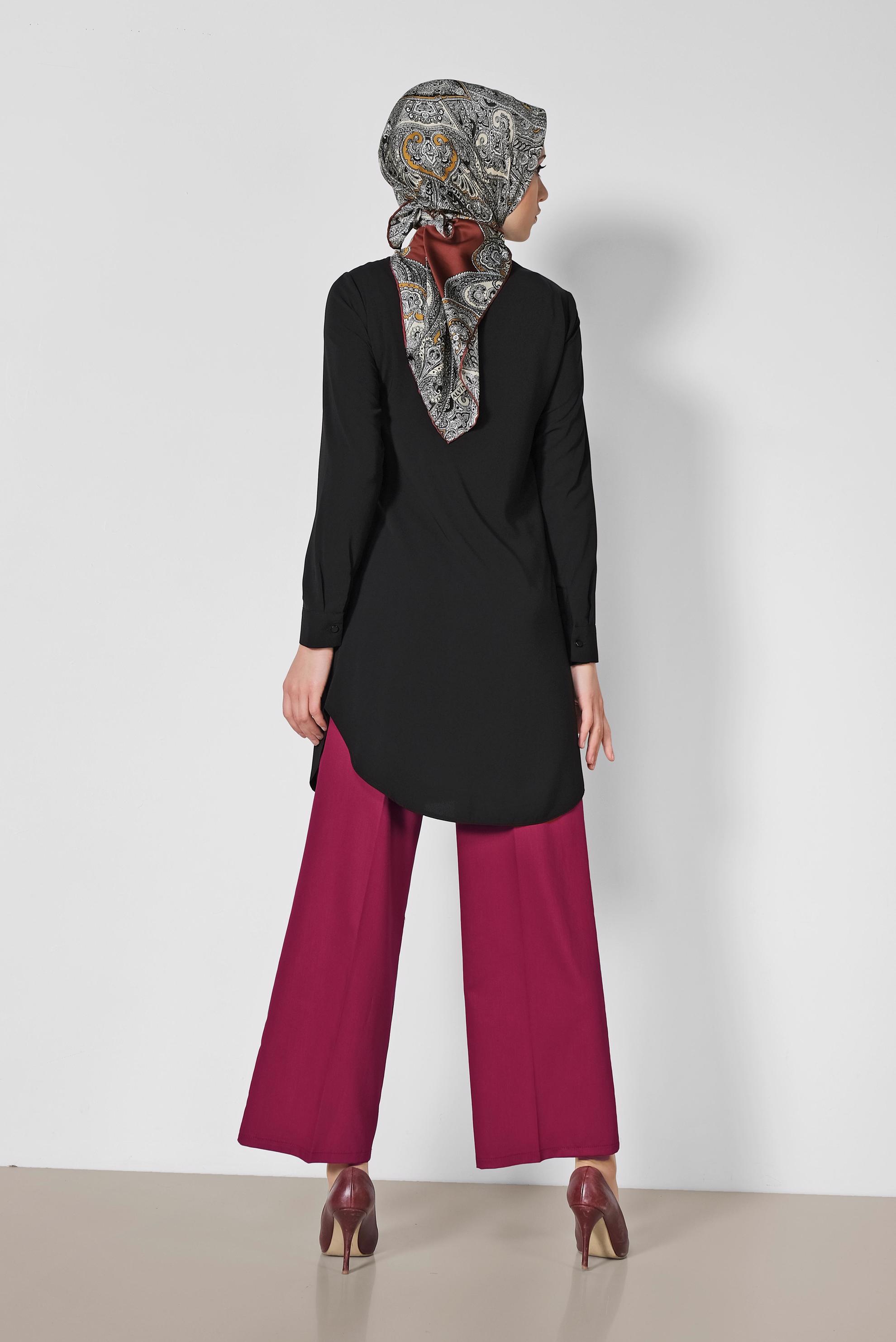 Tesettür giyim SİYAH ERKEK YAKA KLASİK GÖMLEK 4164