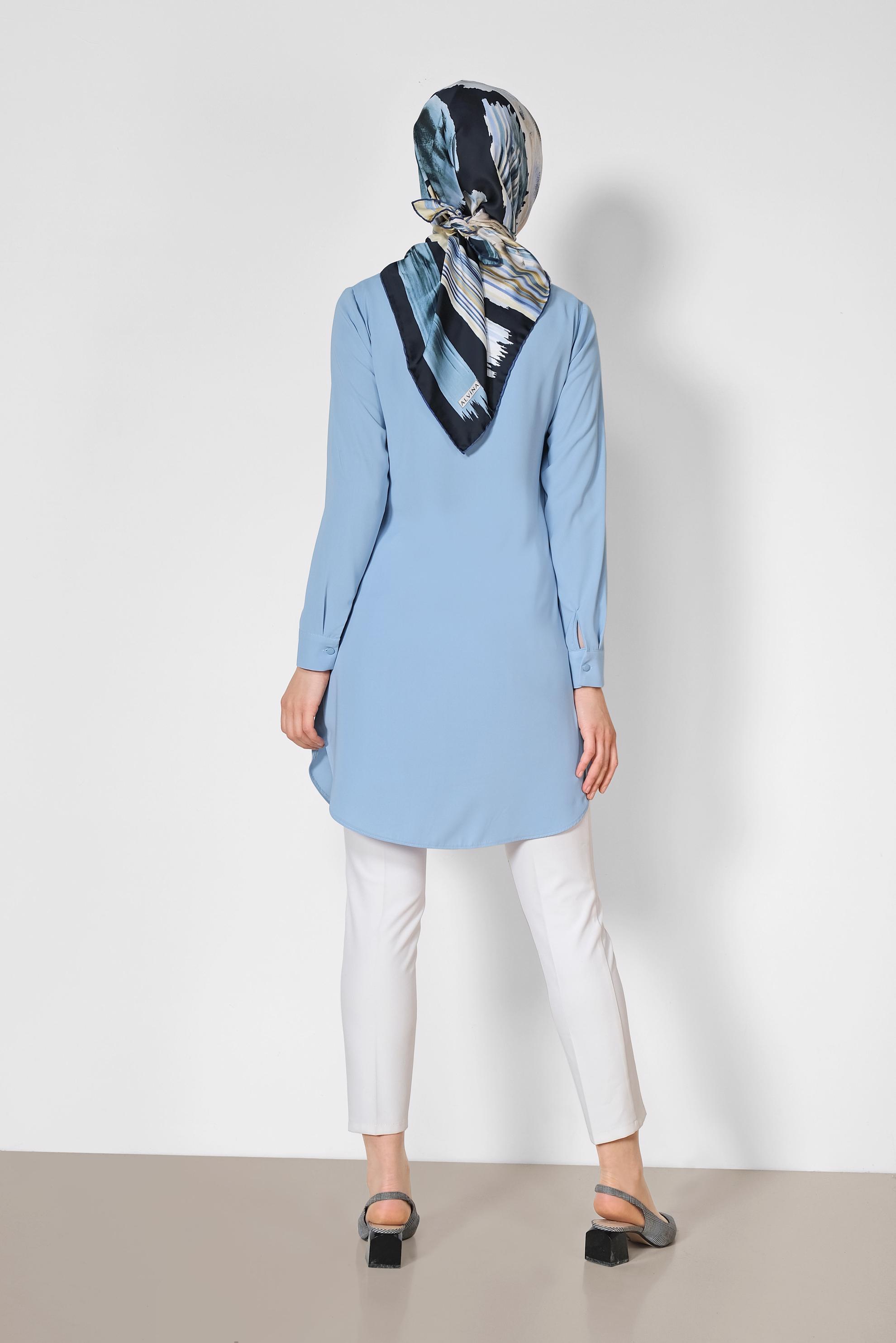 Tesettür giyim MAVİ ERKEK YAKA KLASİK GÖMLEK 4164