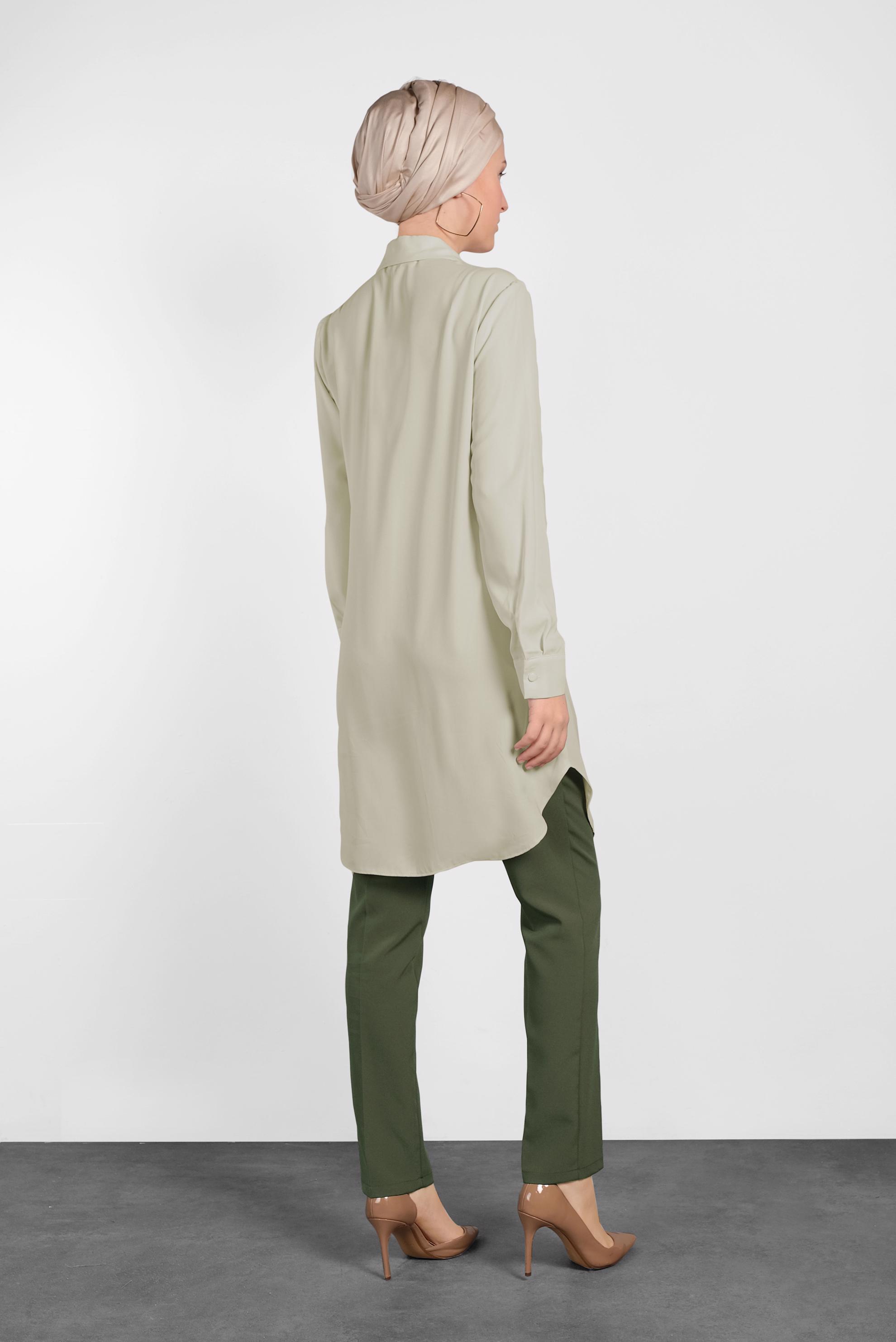 Tesettür giyim BEJ ERKEK YAKA KLASİK GÖMLEK 4164