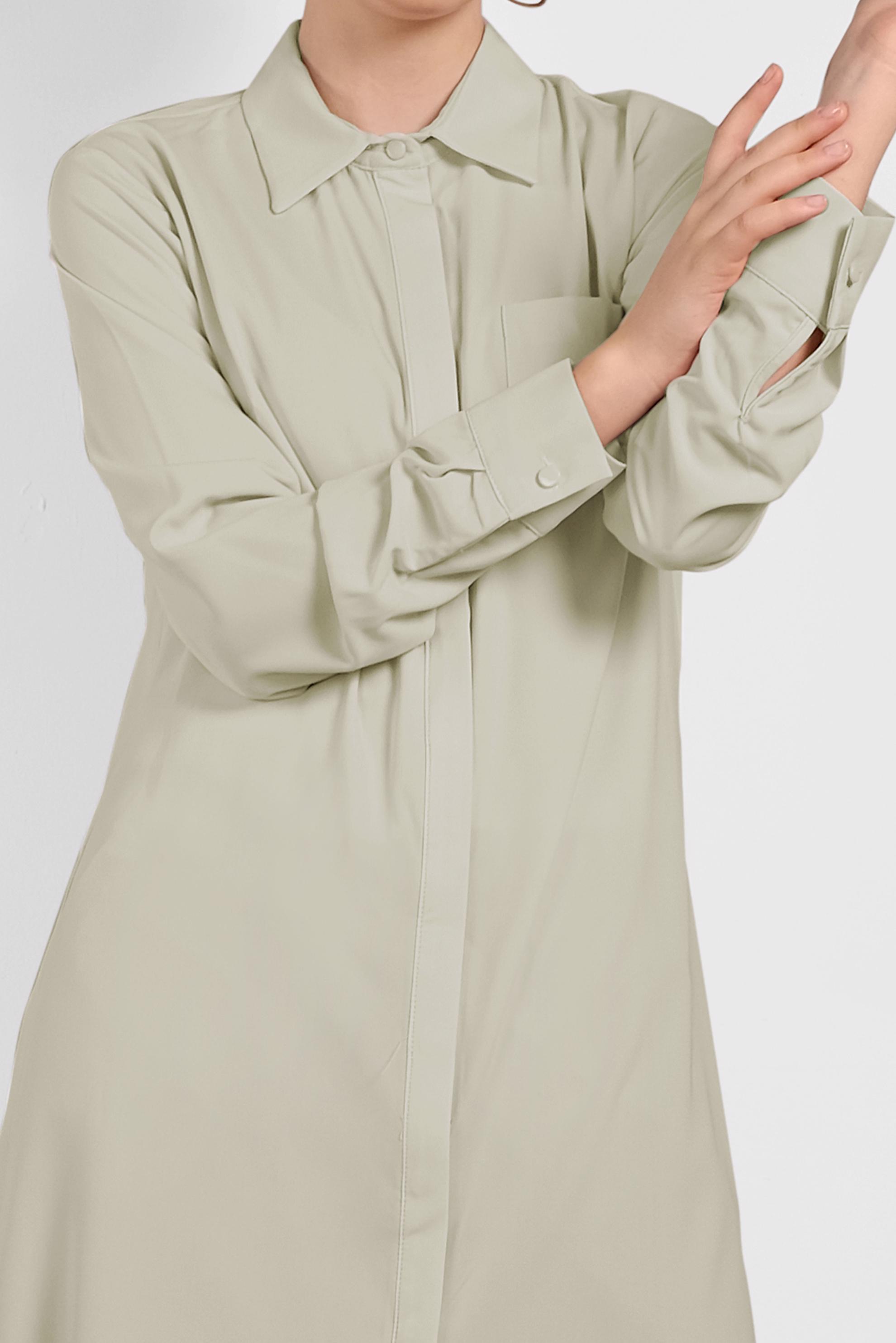 Tesettür giyim BEJ ERKEK YAKA KLASİK GÖMLEK 4164