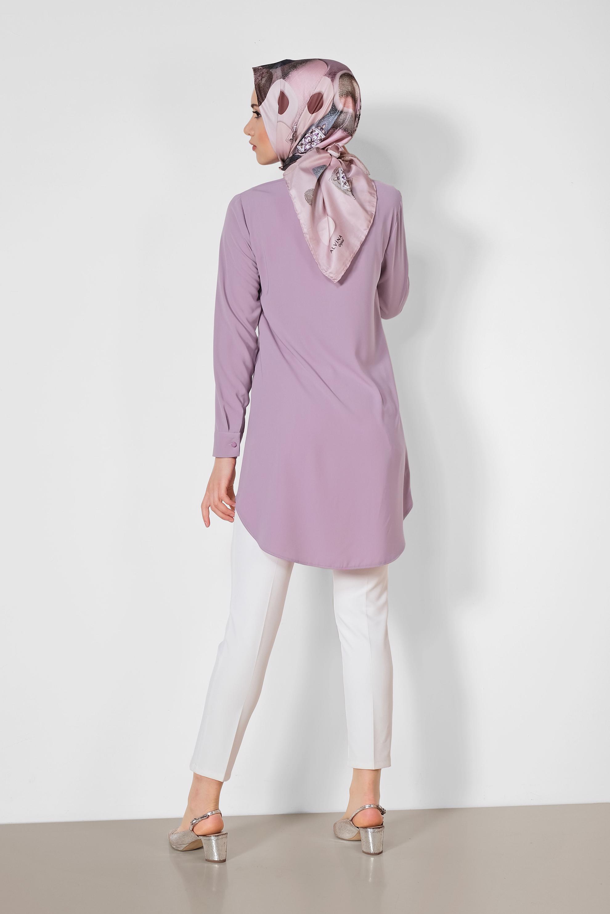 Tesettür giyim MOR ERKEK YAKA KLASİK GÖMLEK 4164