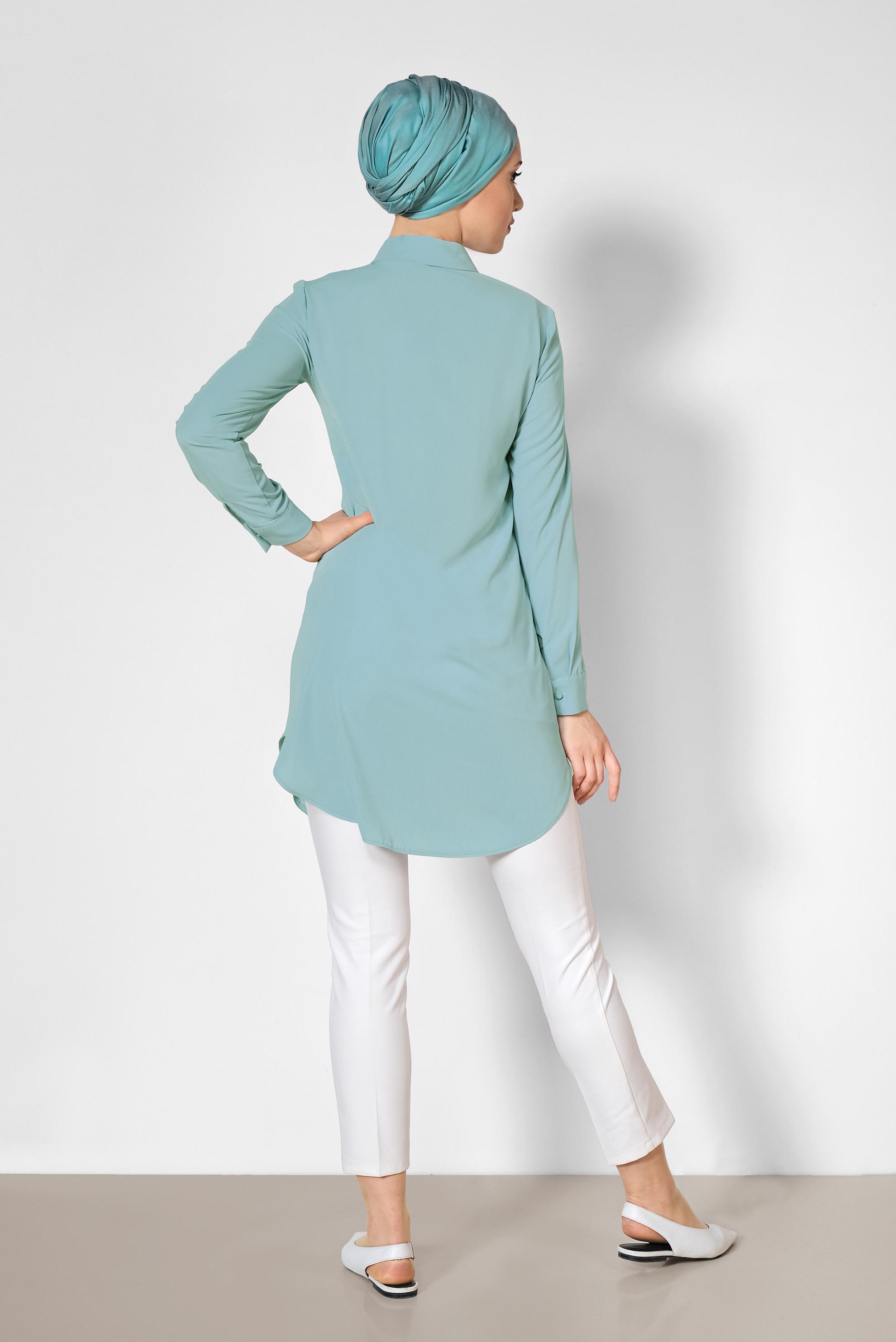 Tesettür giyim MAVİ ERKEK YAKA KLASİK GÖMLEK 4164