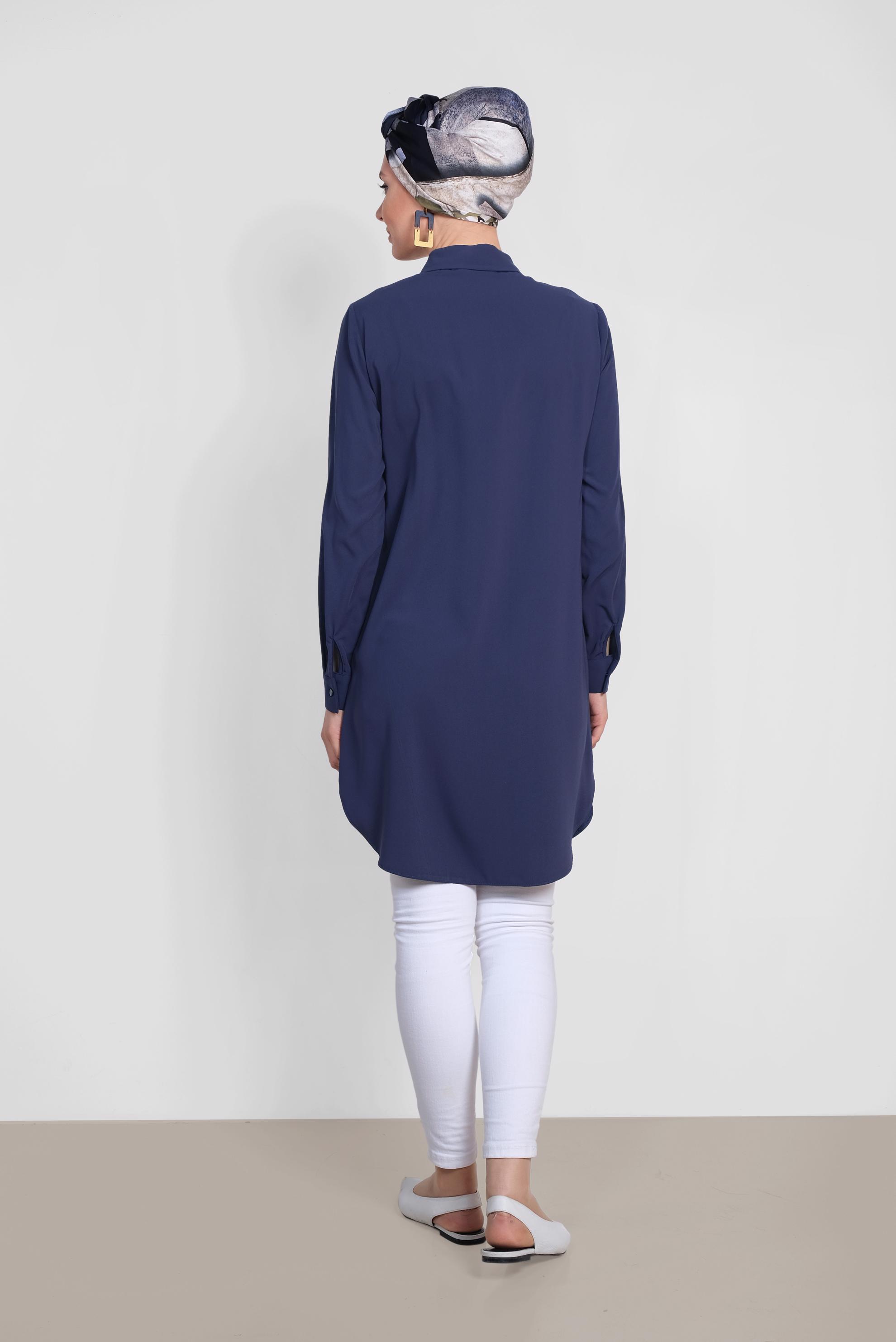 Tesettür giyim LACİVERT ERKEK YAKA KLASİK GÖMLEK 4164