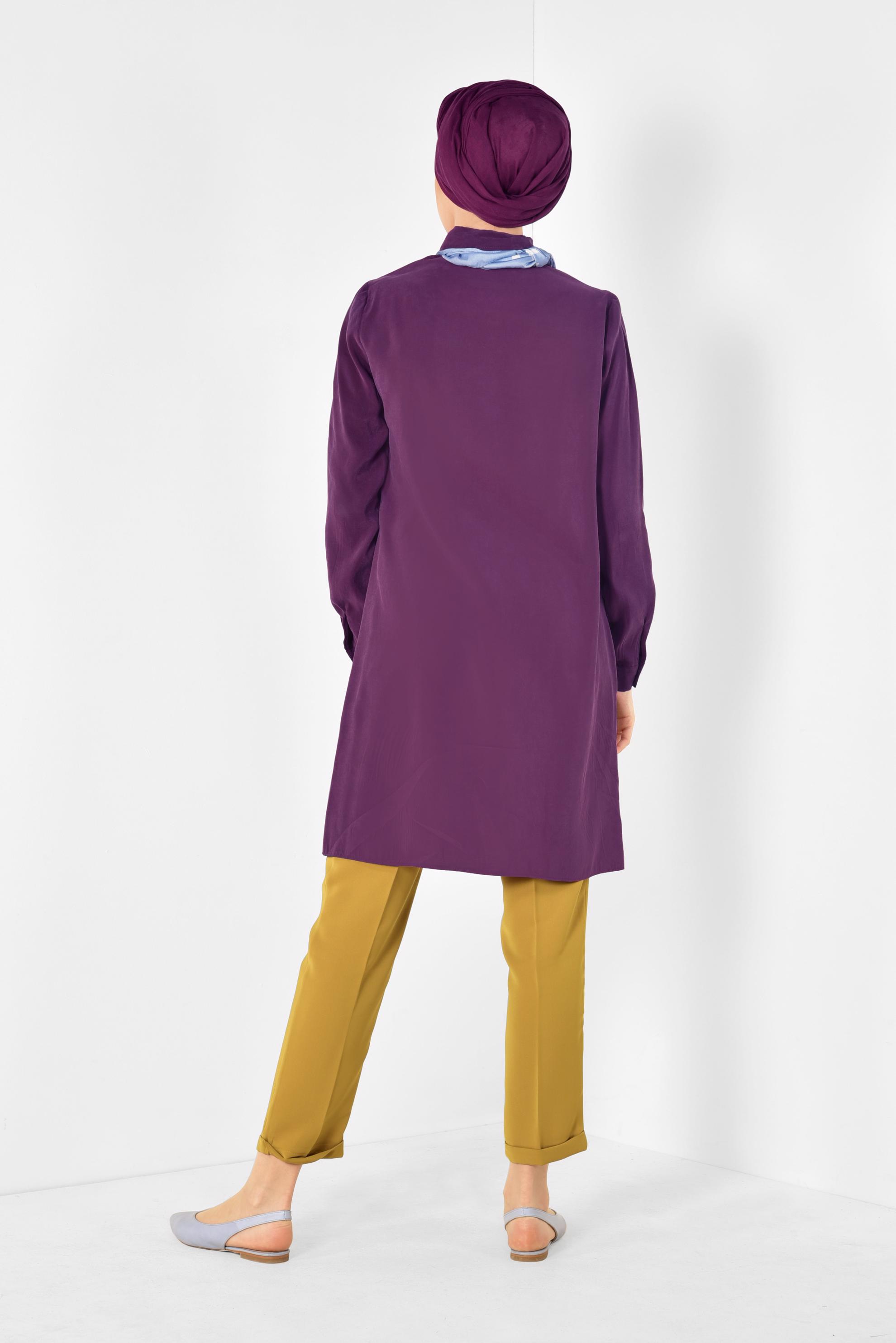 Tesettür giyim MOR CEP DETAYLI TUNİK 4175 