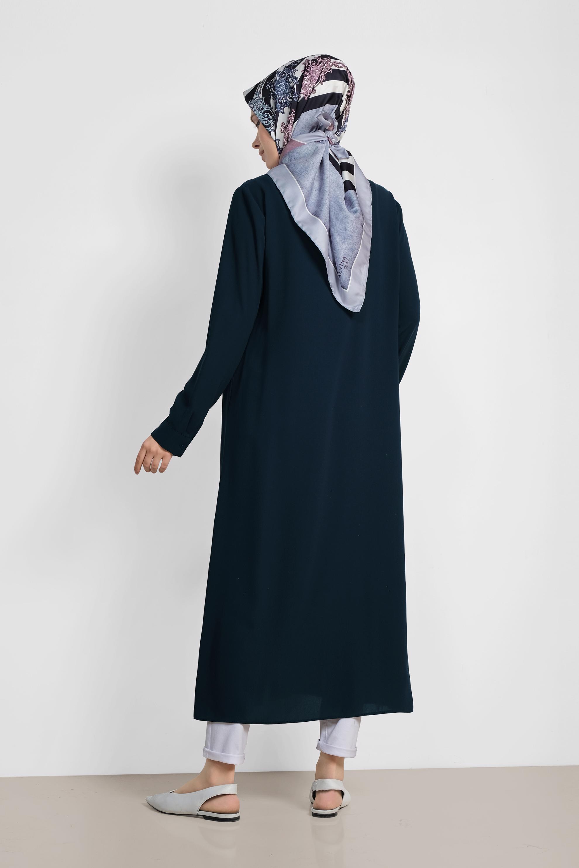 Tesettür giyim LACİVERT PUL PAYET İŞLEMELİ UZUN TUNİK 4177