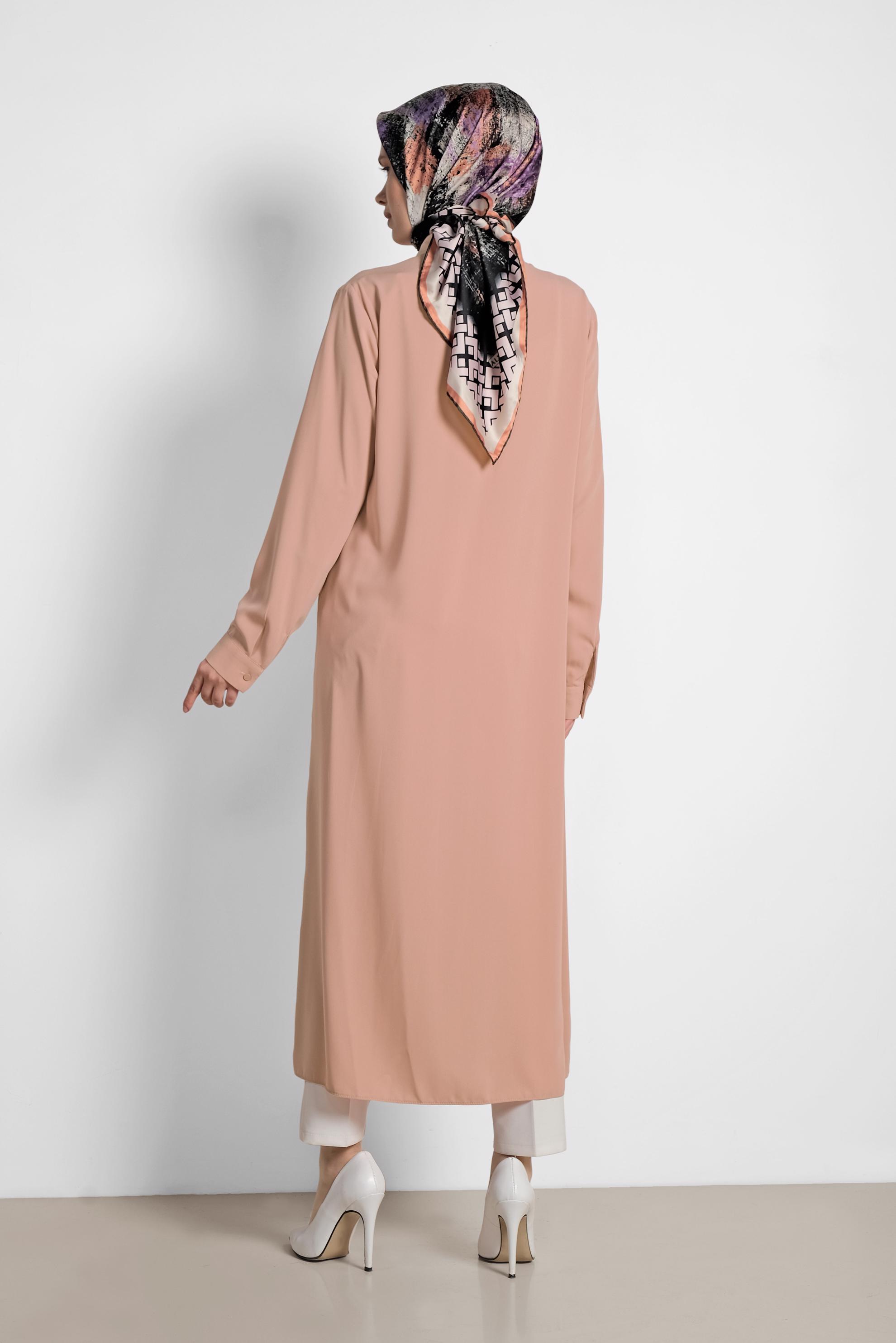 Tesettür giyim KAHVE PUL PAYET İŞLEMELİ UZUN TUNİK 4177