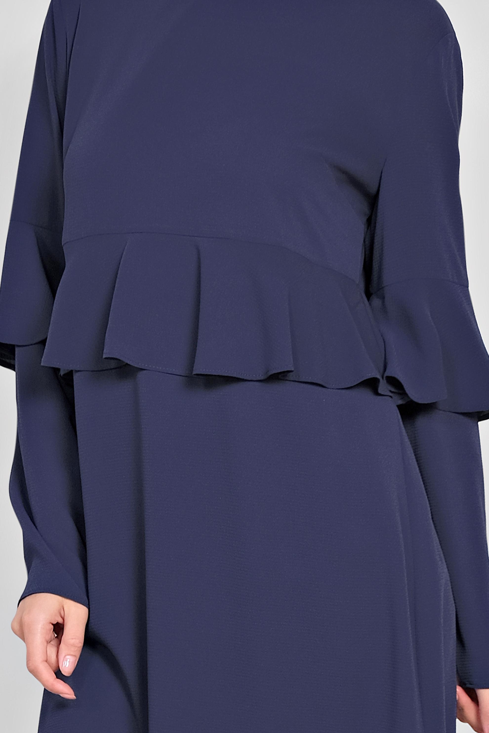 Tesettür giyim LACİVERT VOLAN DETAYLI TUNİK 4180