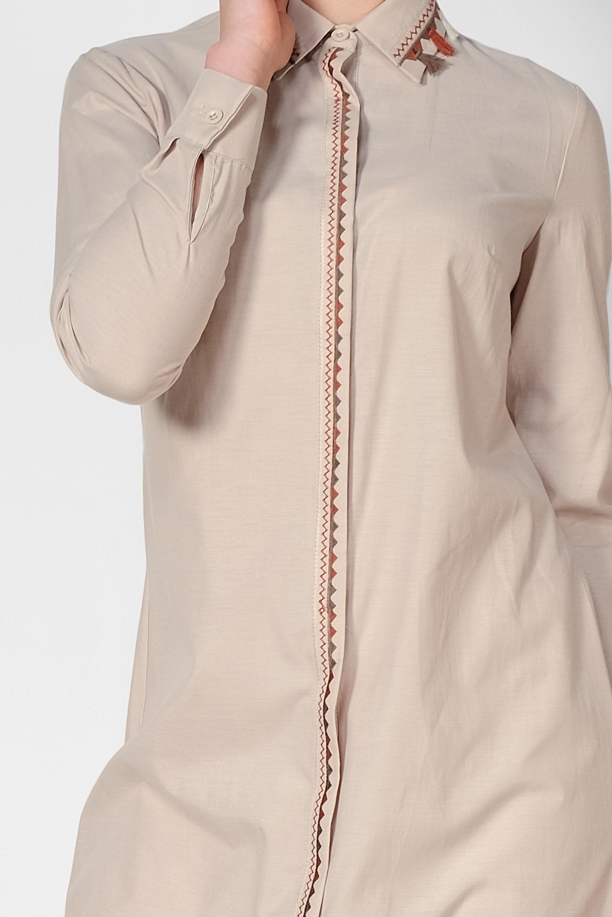 Tesettür giyim BEJ NAKIŞ DETAYLI TESETTÜR TUNİK 4181