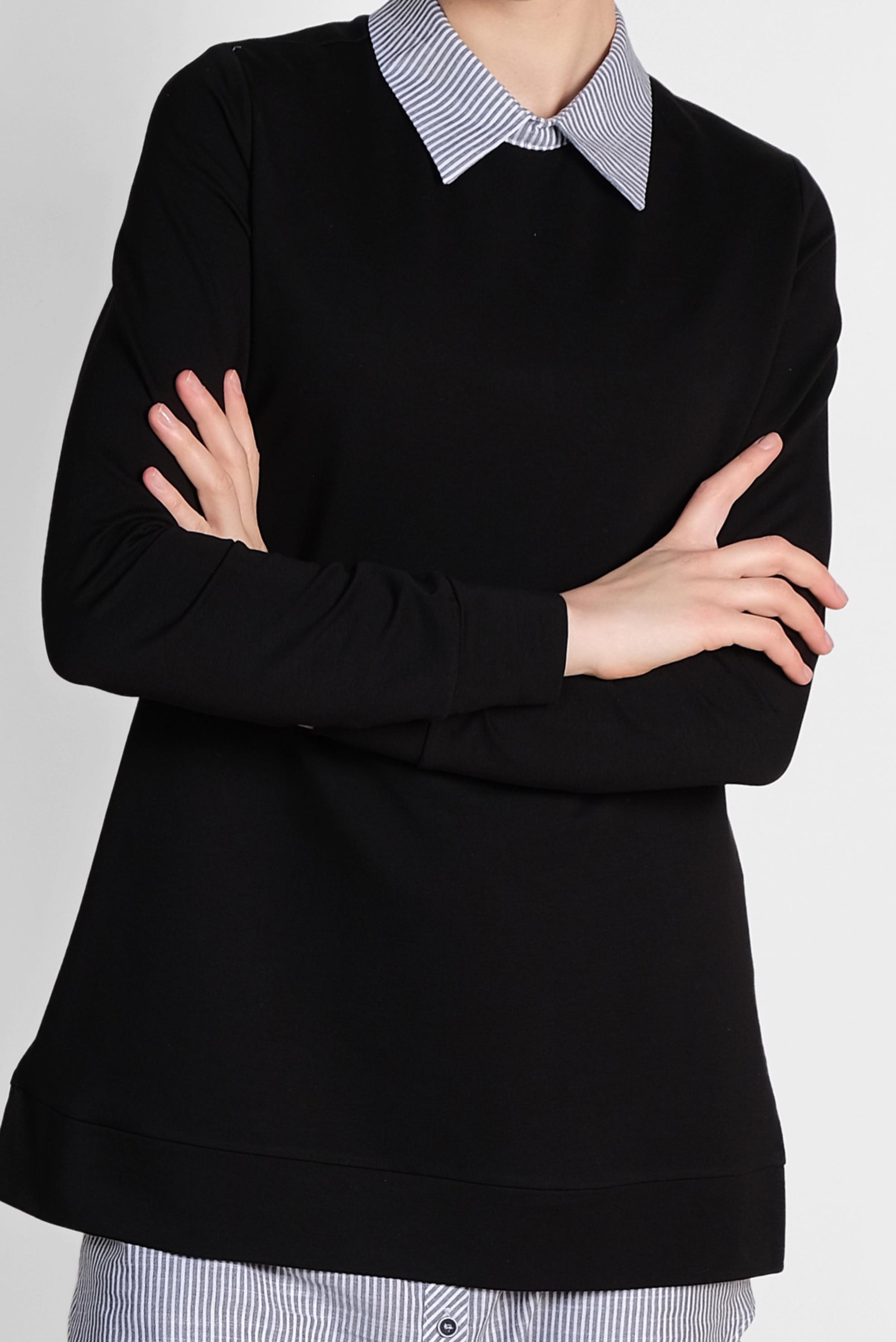 Tesettür giyim SİYAH GÖMLEK DETAYLI TUNİK 4194