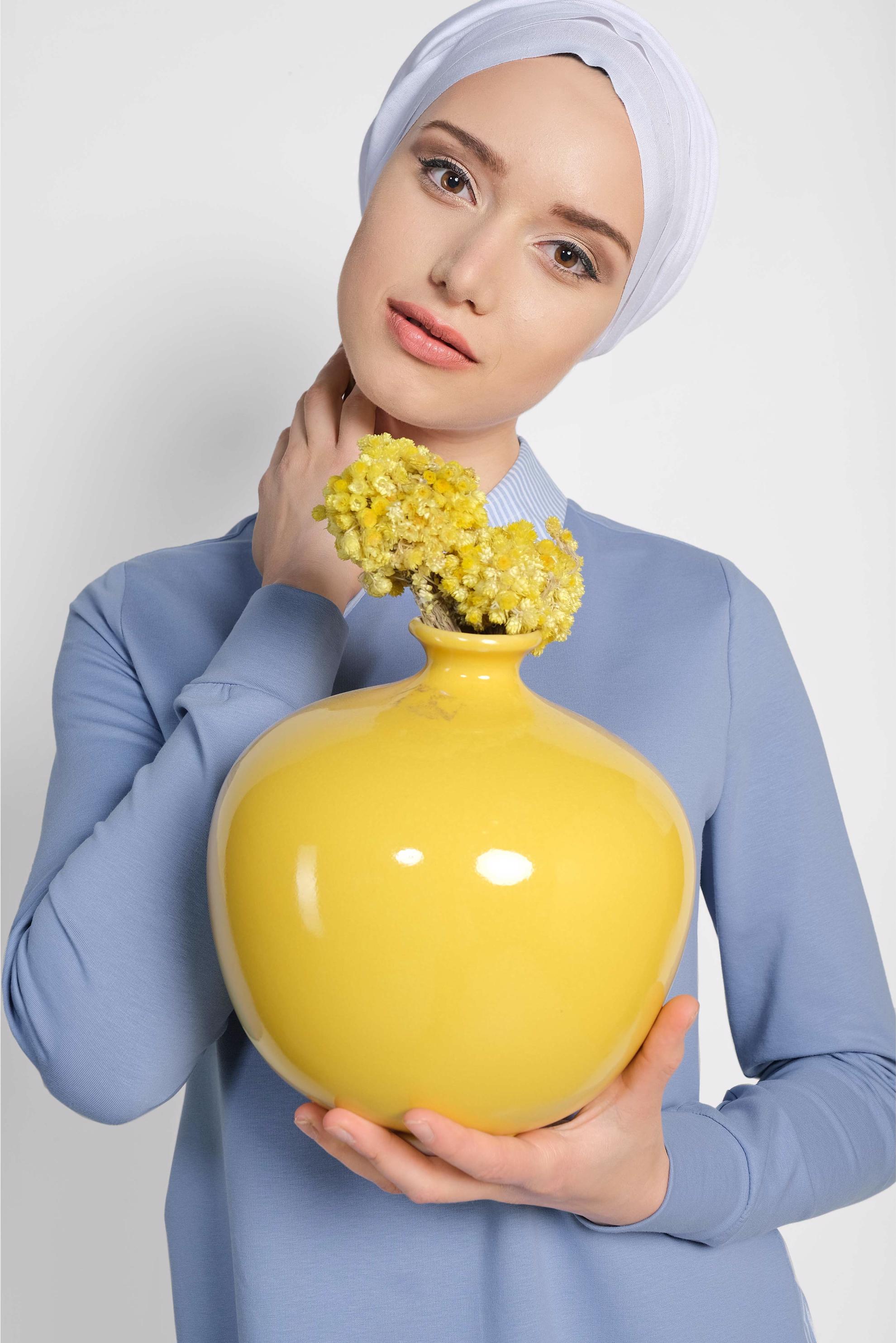 Tesettür giyim MAVİ GÖMLEK DETAYLI TUNİK 4194