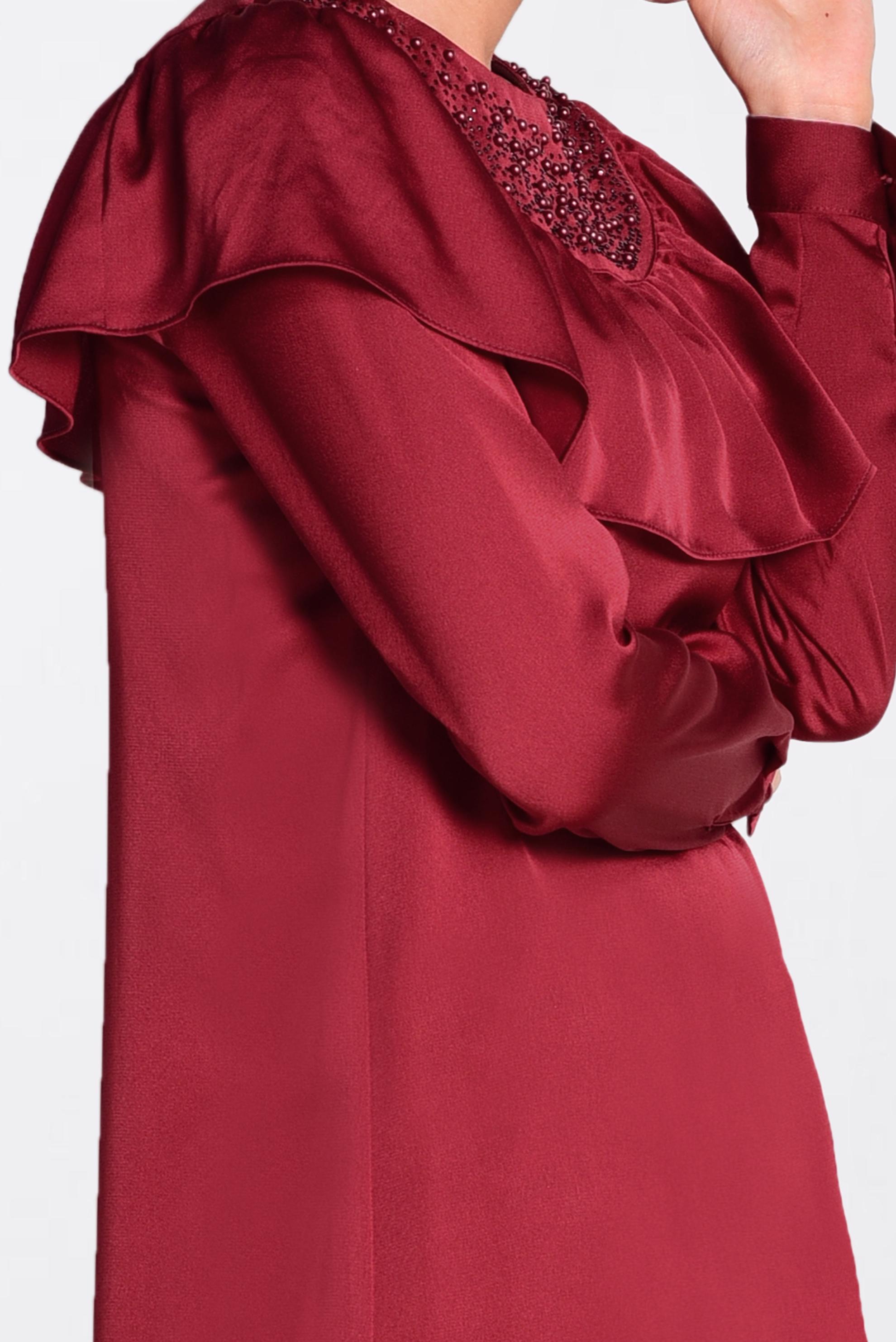 Tesettür giyim BORDO YAKASI BONCUKLU TUNİK 4201