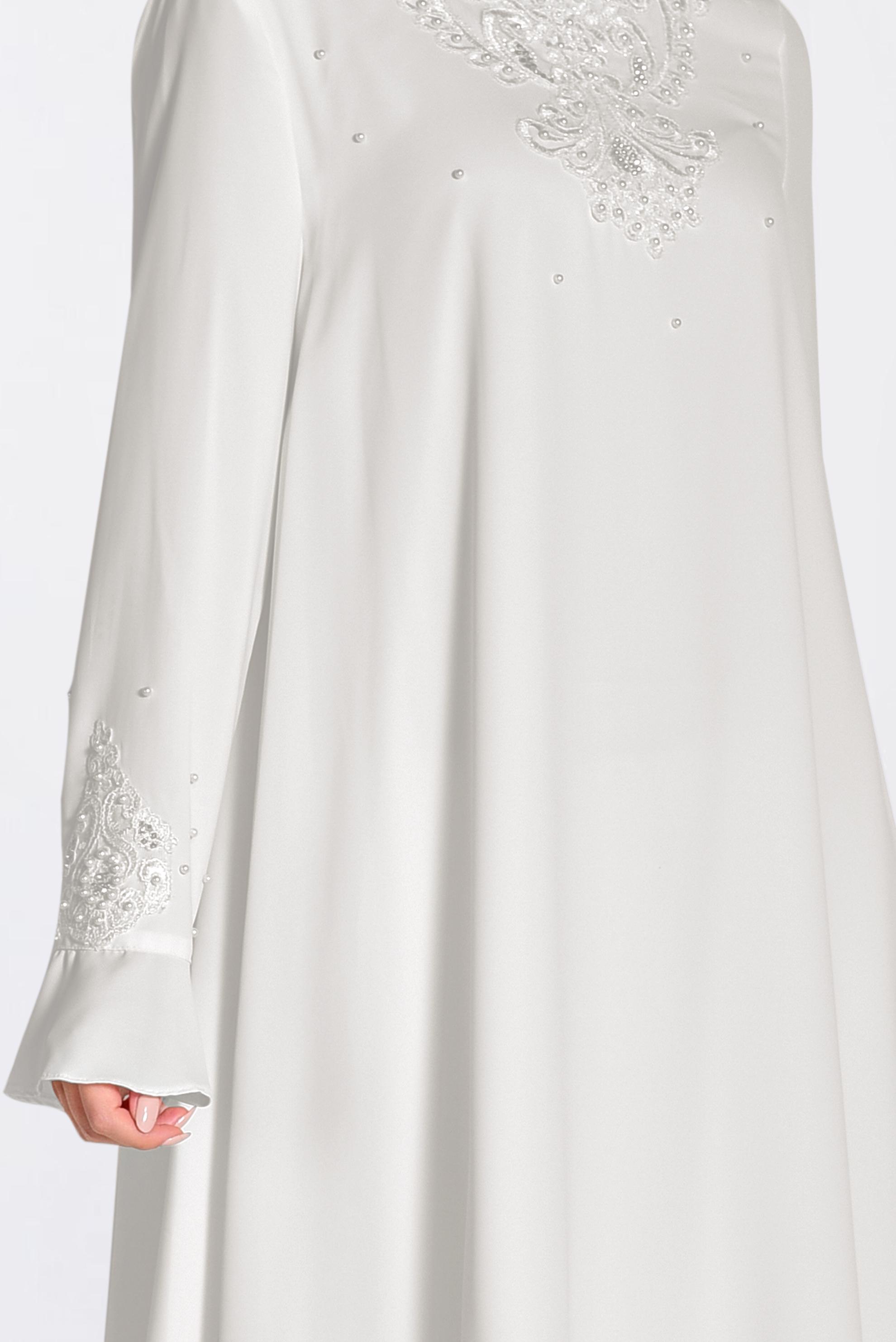 Tesettür giyim EKRU GÜPÜR VE BONCUK DETAYLI TUNİK 4239