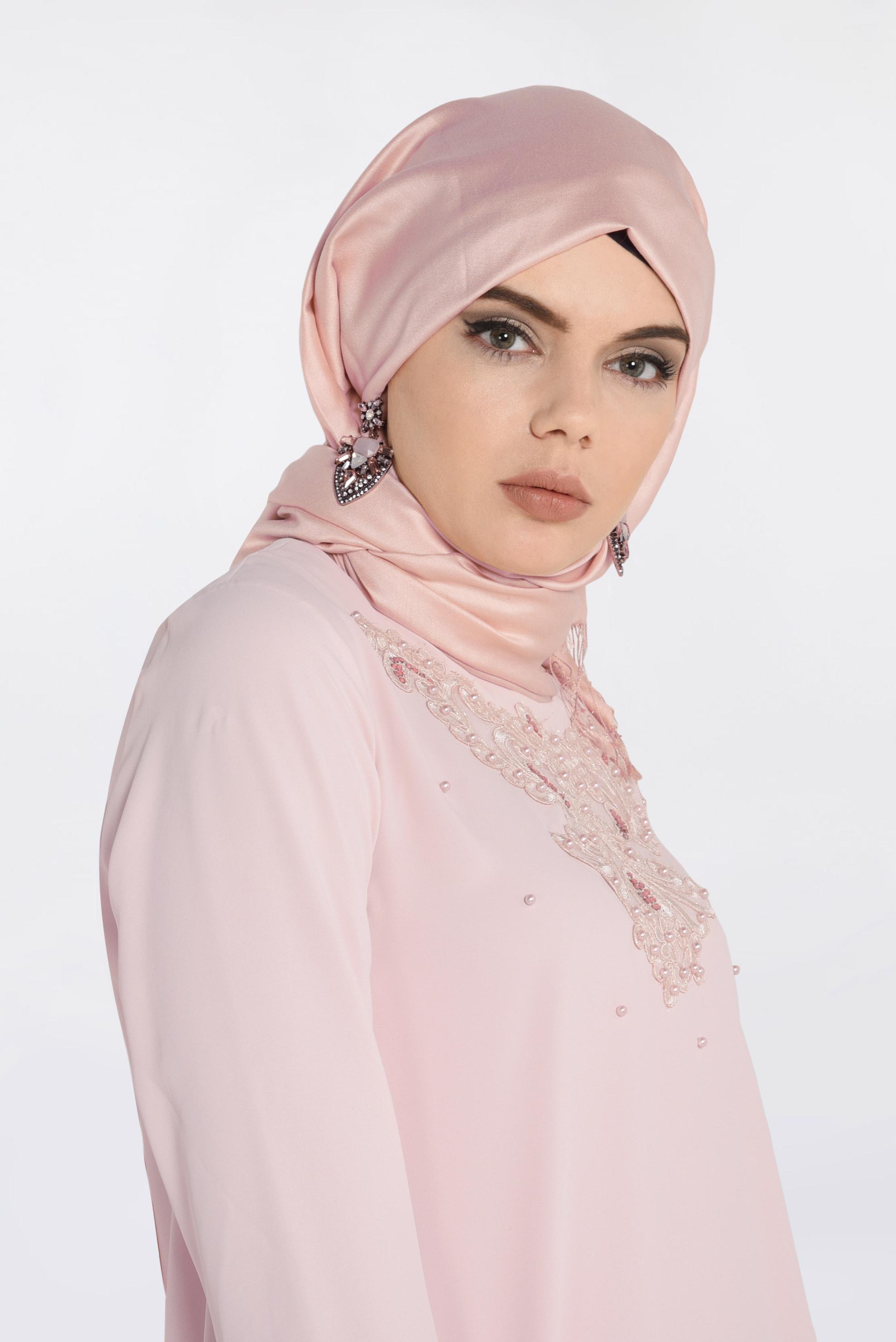 Tesettür giyim PUDRA GÜPÜR VE BONCUK DETAYLI TUNİK 4239