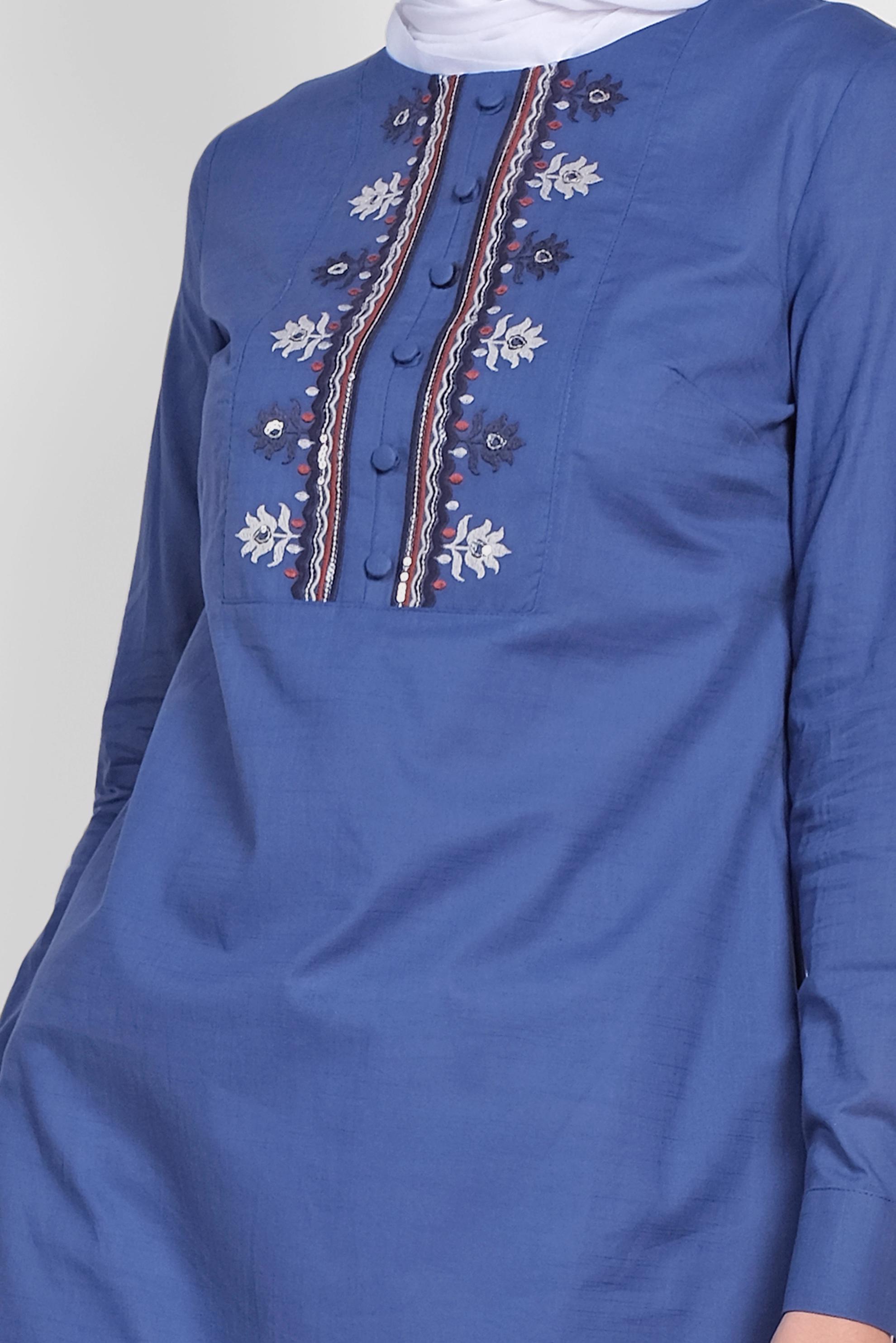 Tesettür giyim LACİVERT PUL İŞLEMELİ NAKIŞLI TUNİK 4242