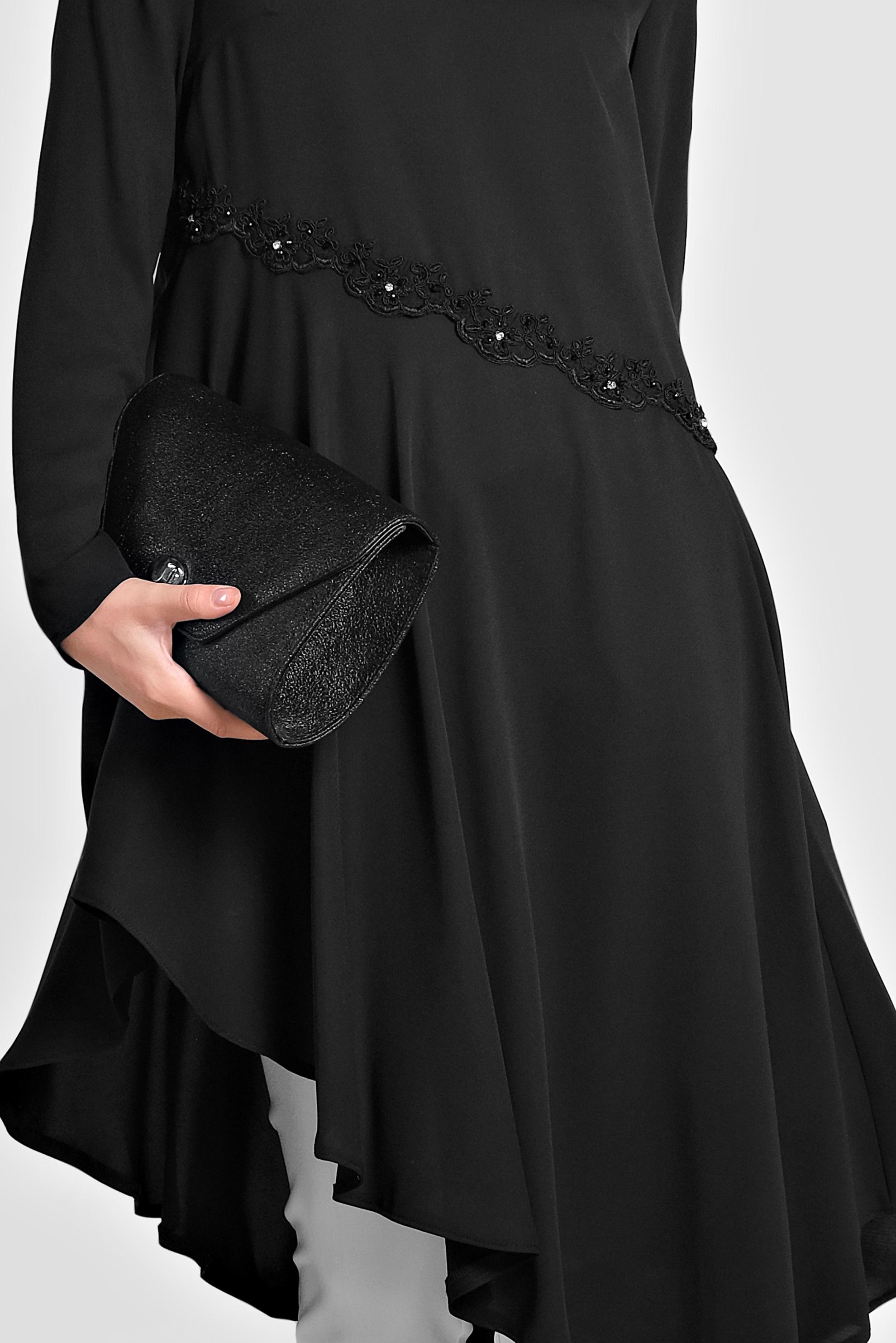 Tesettür giyim SİYAH ASİMETRİK KESİMLİ TUNİK 4250