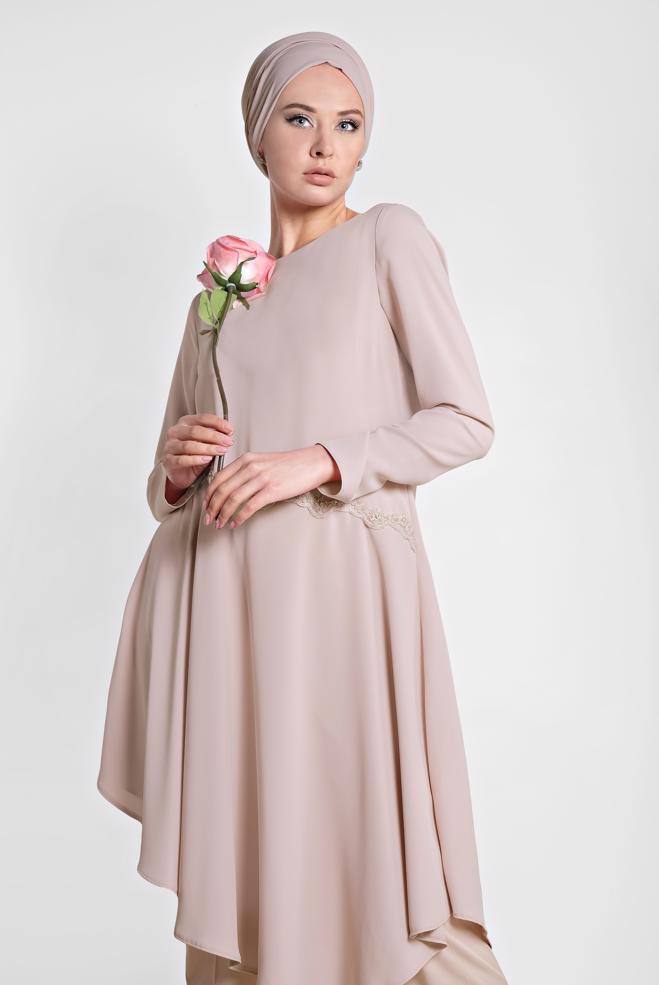 Tesettür giyim  ASİMETRİK KESİMLİ TUNİK 4250 - ALVİNA