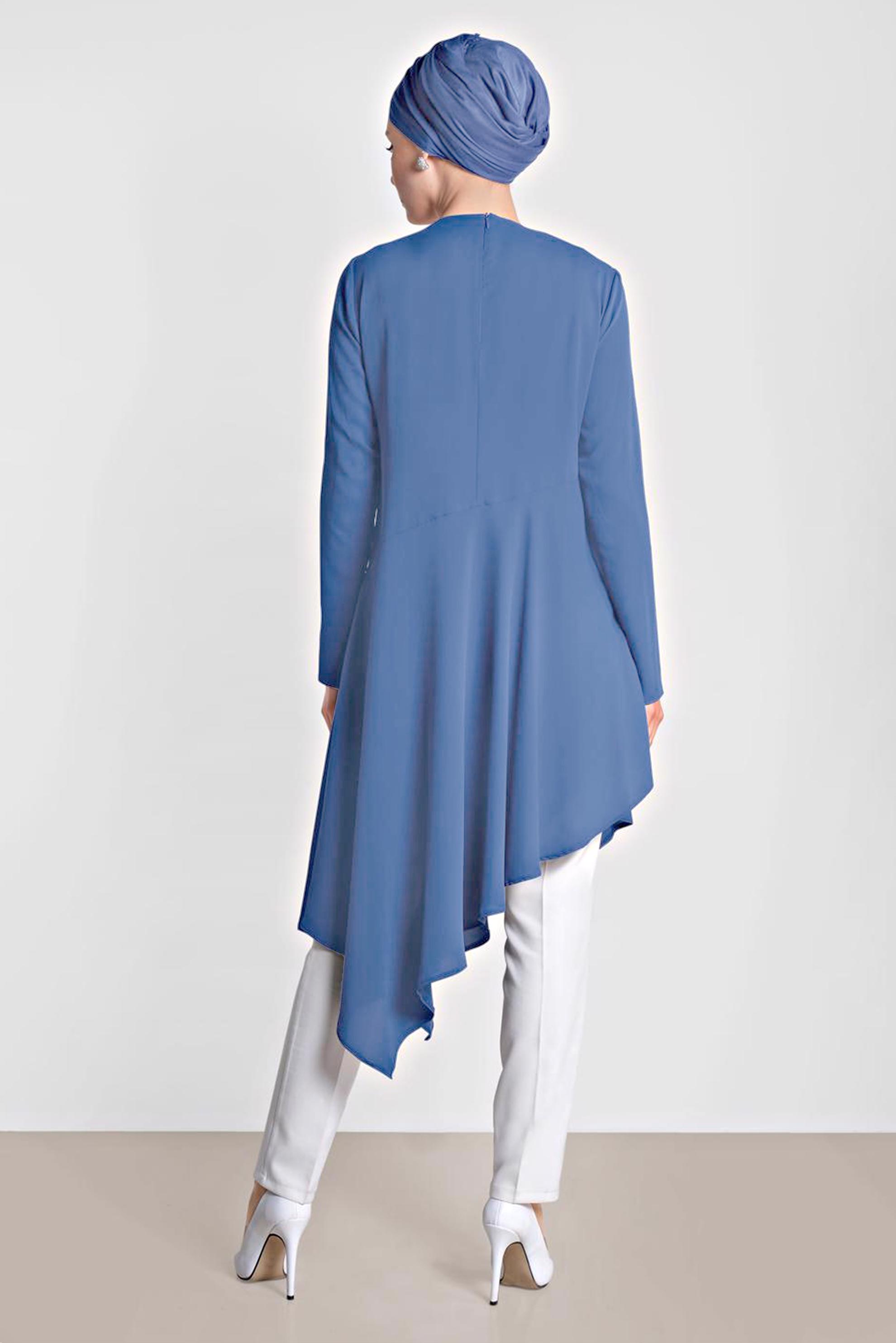 Tesettür giyim LACİVERT ASİMETRİK KESİMLİ TUNİK 4250