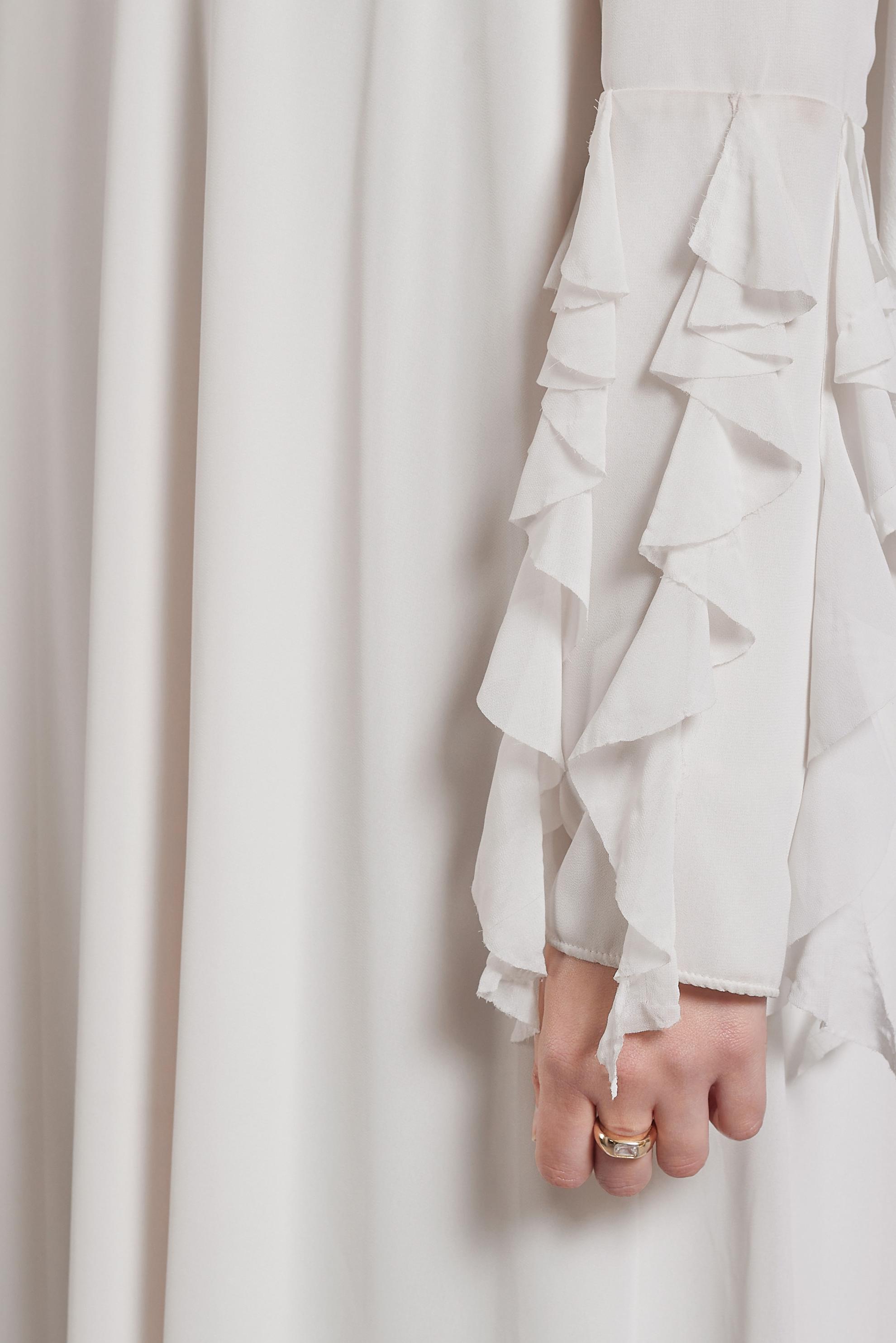 Hijab clothing WHITE FRILLED CHIFFON TUNIC 4257