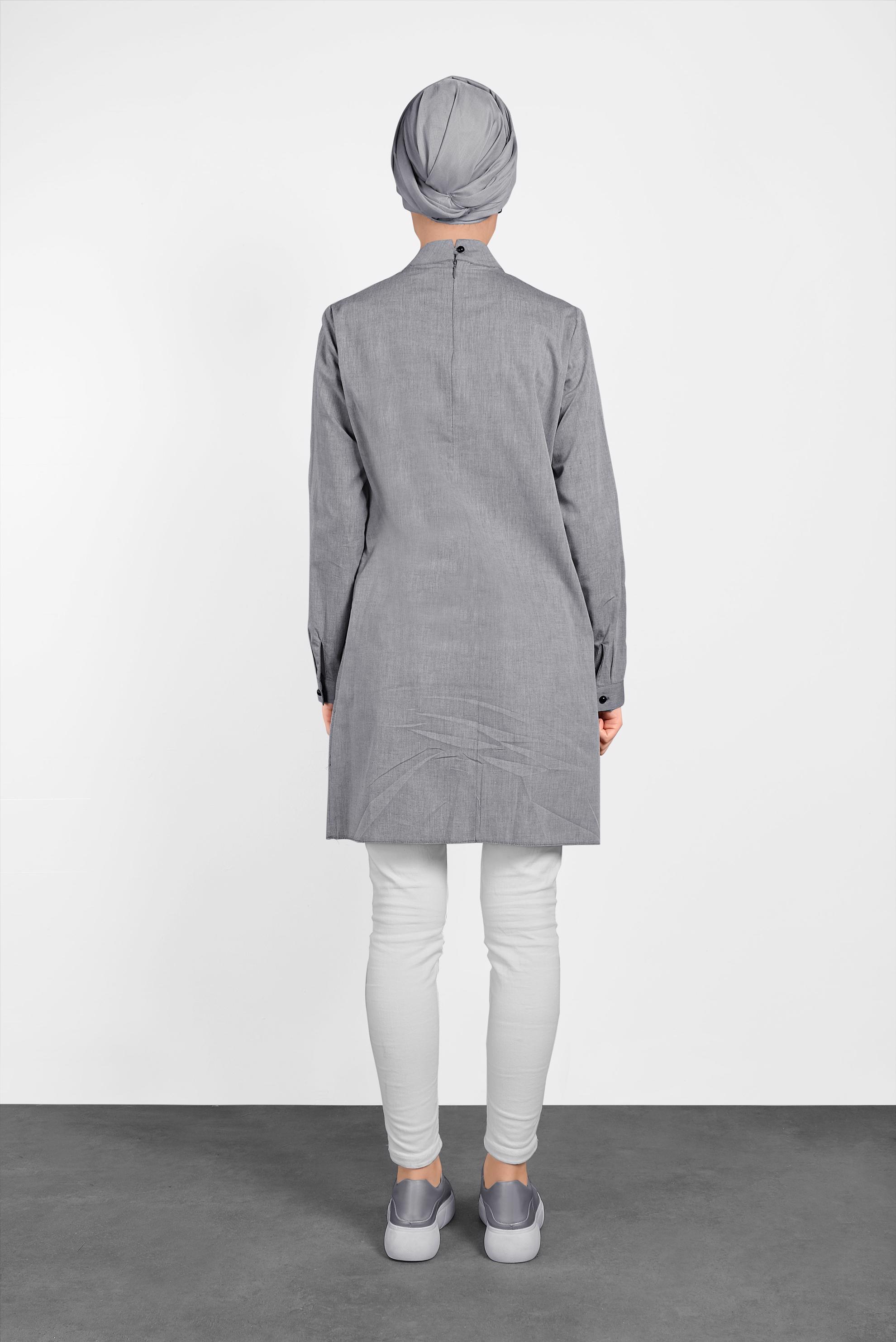 Tesettür giyim SİYAH ETEK UCU VOLANLI PAMUKLU TUNİK 4286