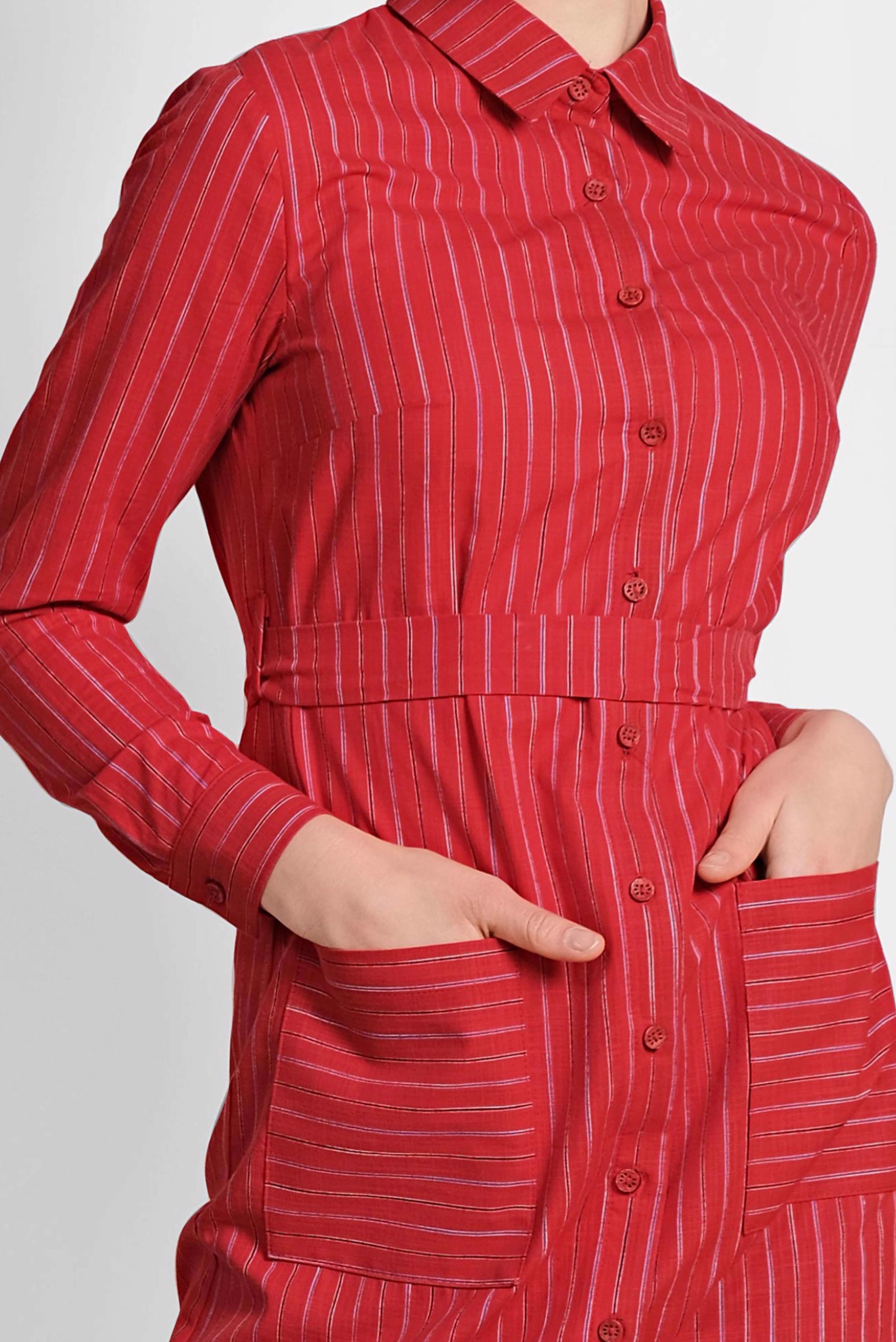 Tesettür giyim KIRMIZI ÇİZGİ DESENLİ TUNİK 4290