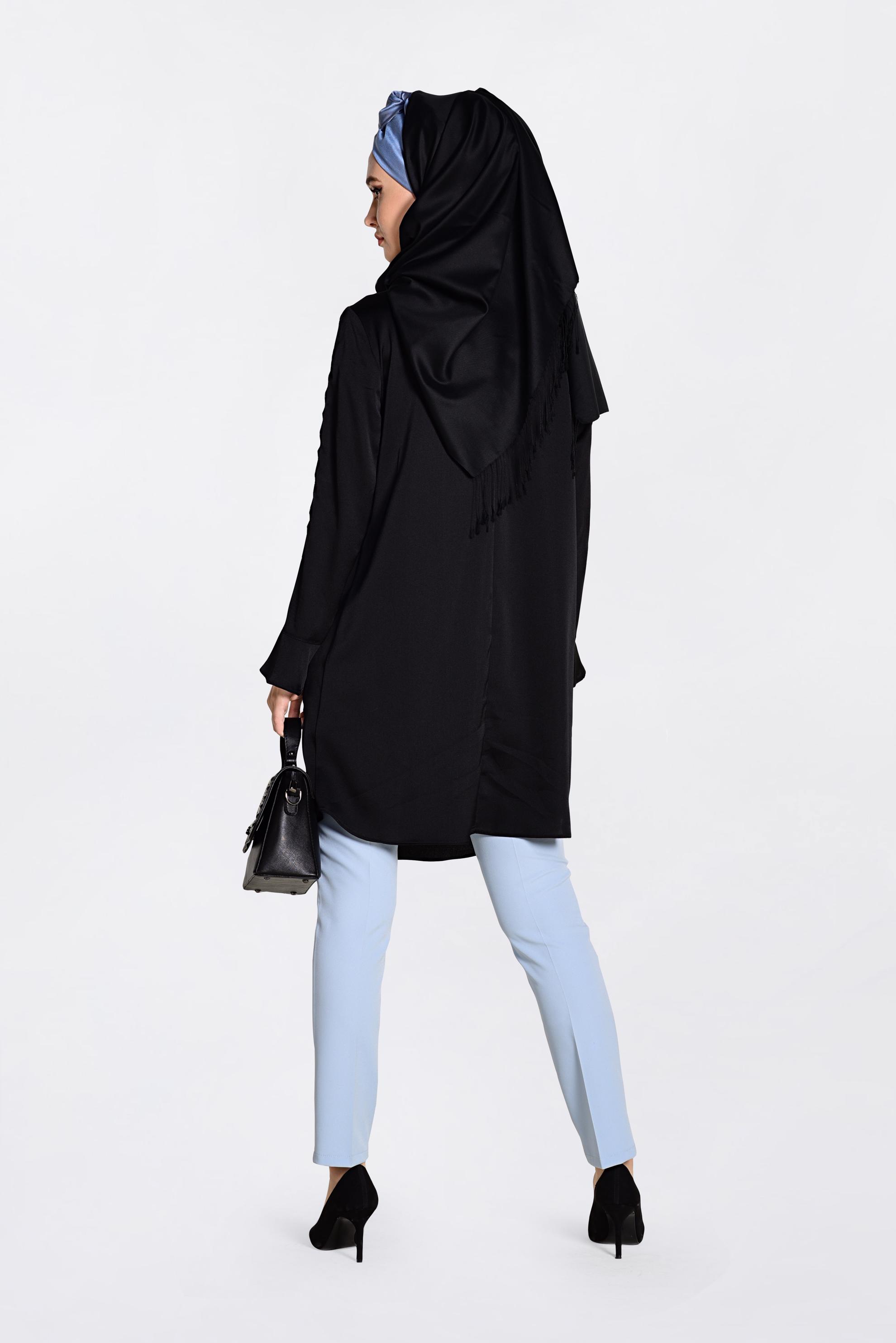 Tesettür giyim SİYAH GÜPÜR VE TAŞLI TUNİK 4301