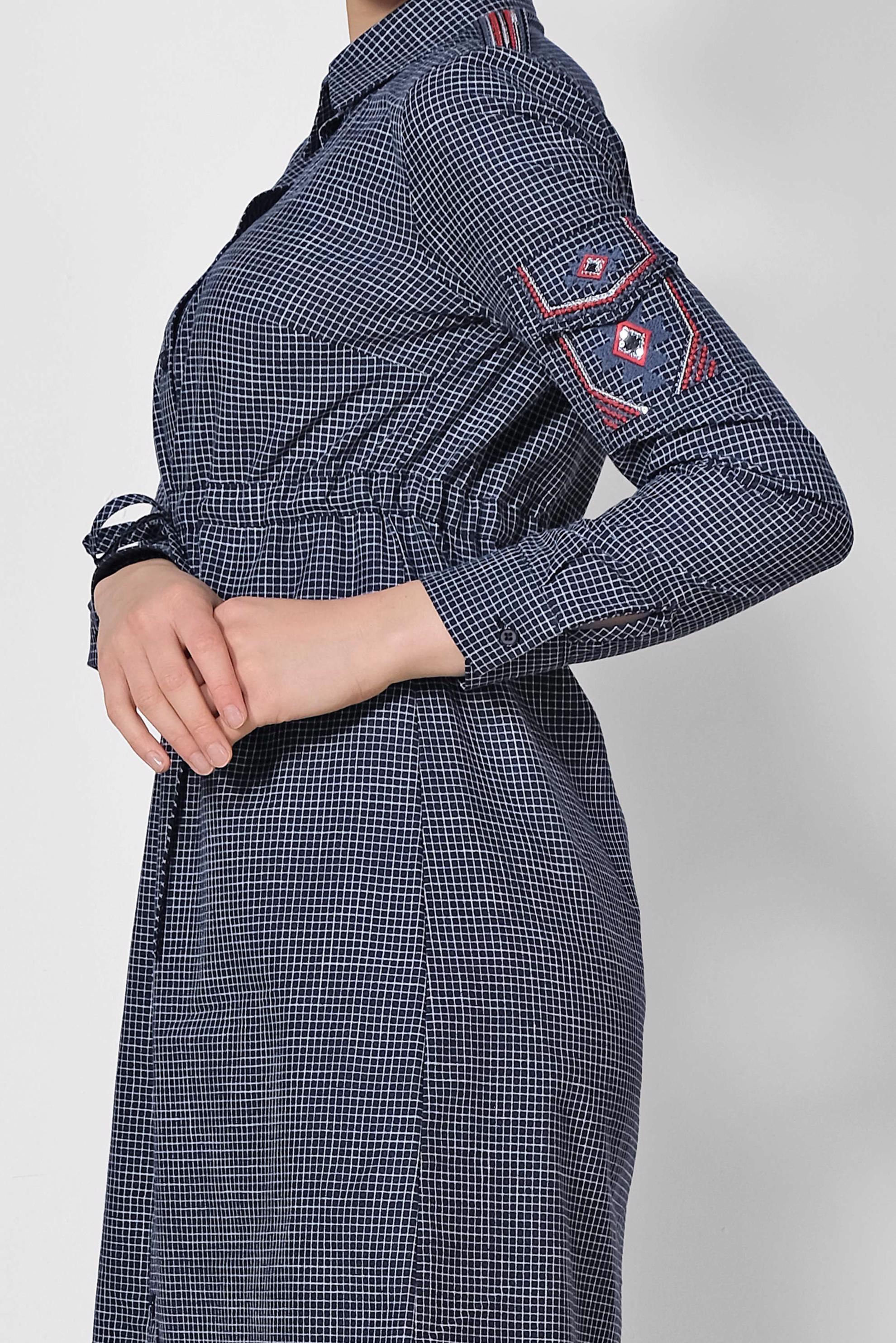 Tesettür giyim LACİVERT KARE DESENLİ KOLU İŞLEMELİ PAMUKLU TUNİK 4304