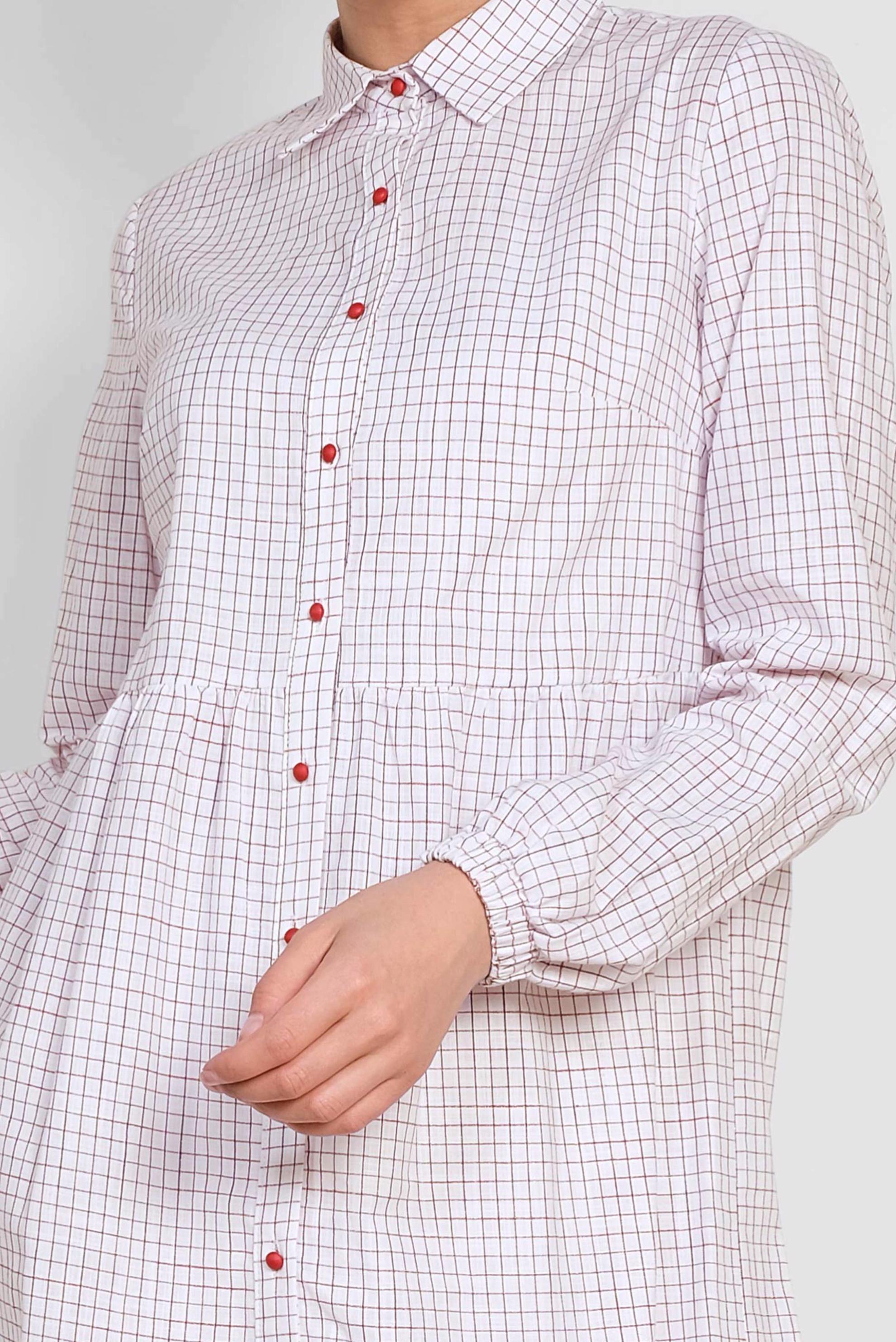 Tesettür giyim BEYAZ ÇİÇEK NAKIŞLI ÇİZGİLİ TUNİK 4307