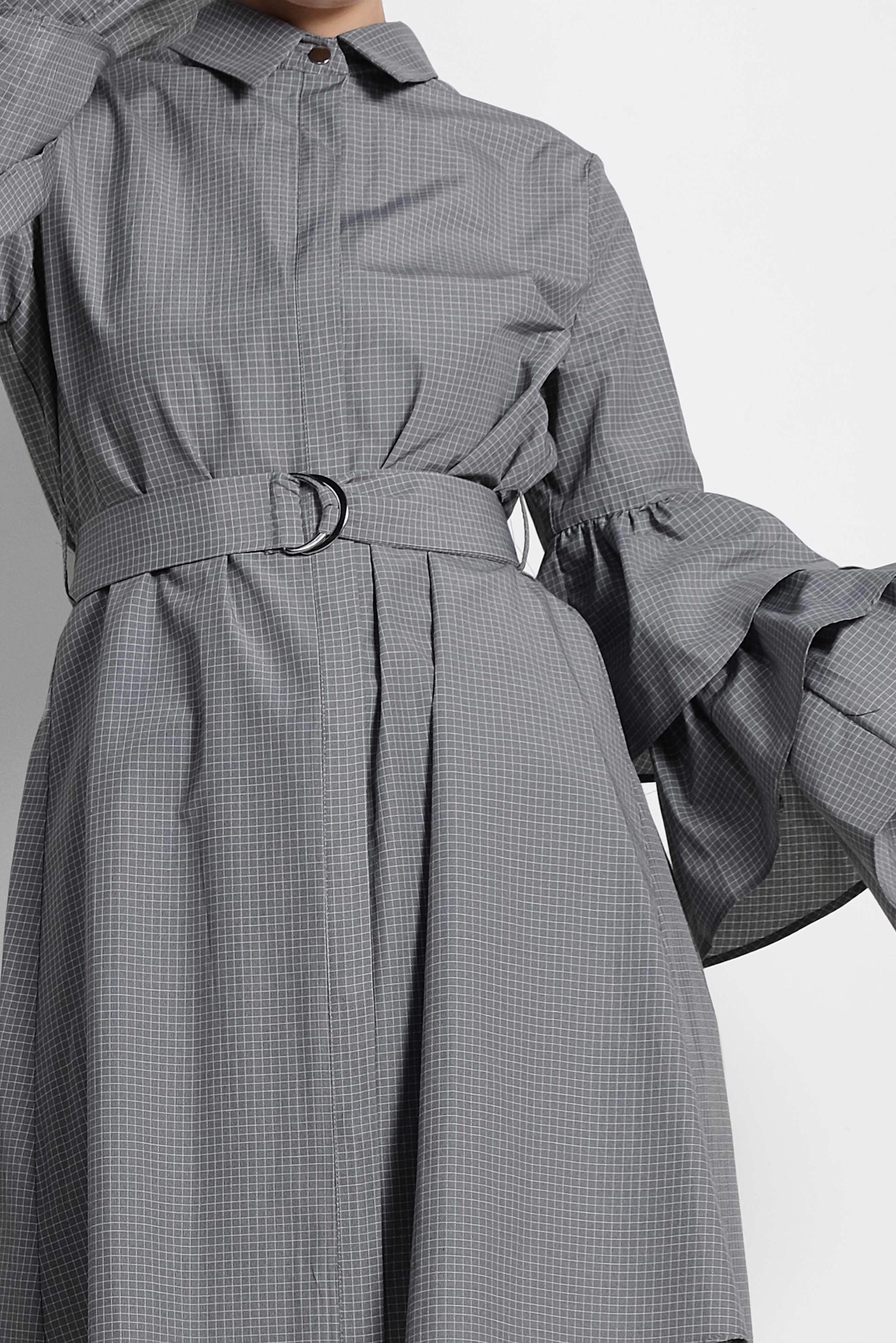 Tesettür giyim SİYAH KOLLARI FIRFIRLI PAMUKLU TUNİK 4312