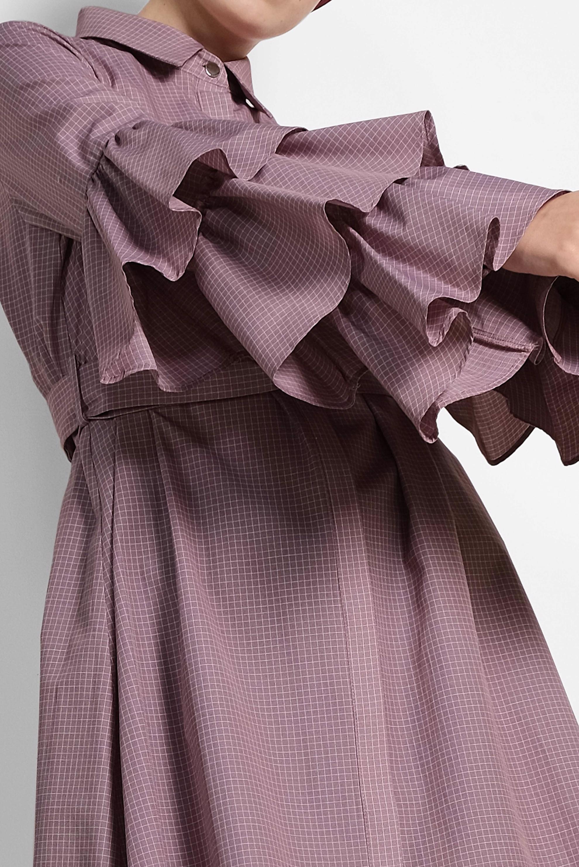 Tesettür giyim BORDO KOLLARI FIRFIRLI PAMUKLU TUNİK 4312