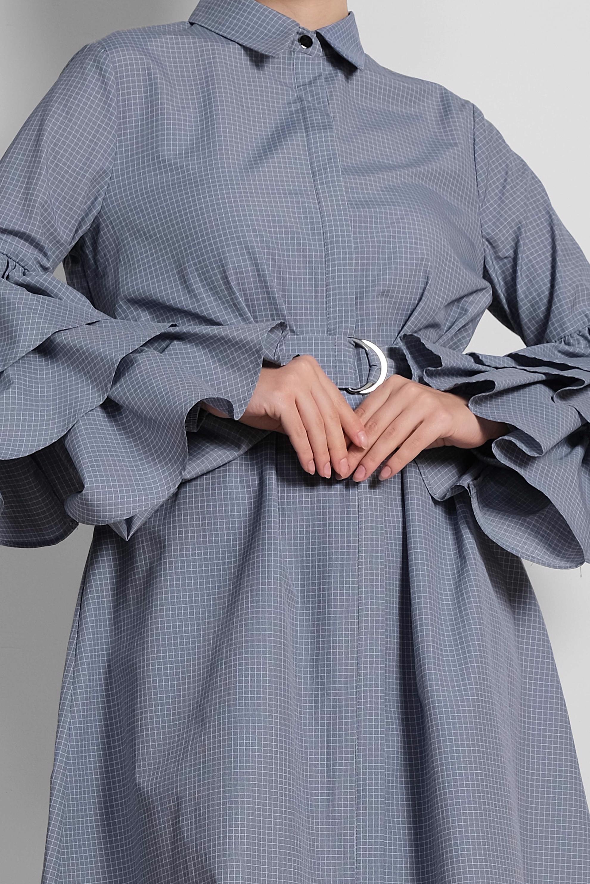 Tesettür giyim LACİVERT KOLLARI FIRFIRLI PAMUKLU TUNİK 4312