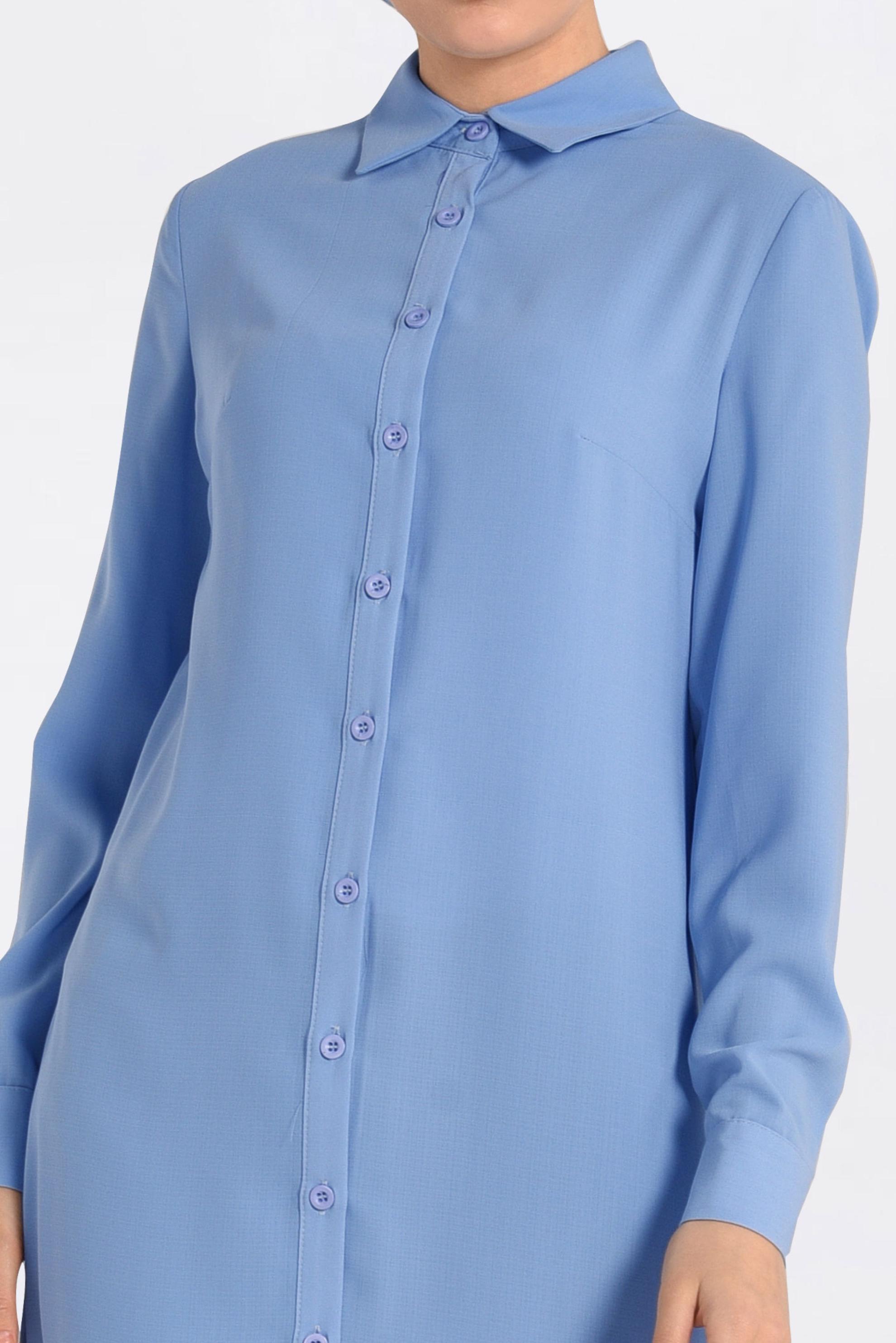 Tesettür giyim MAVİ ARKASI NAKIŞLI TUNİK 4315