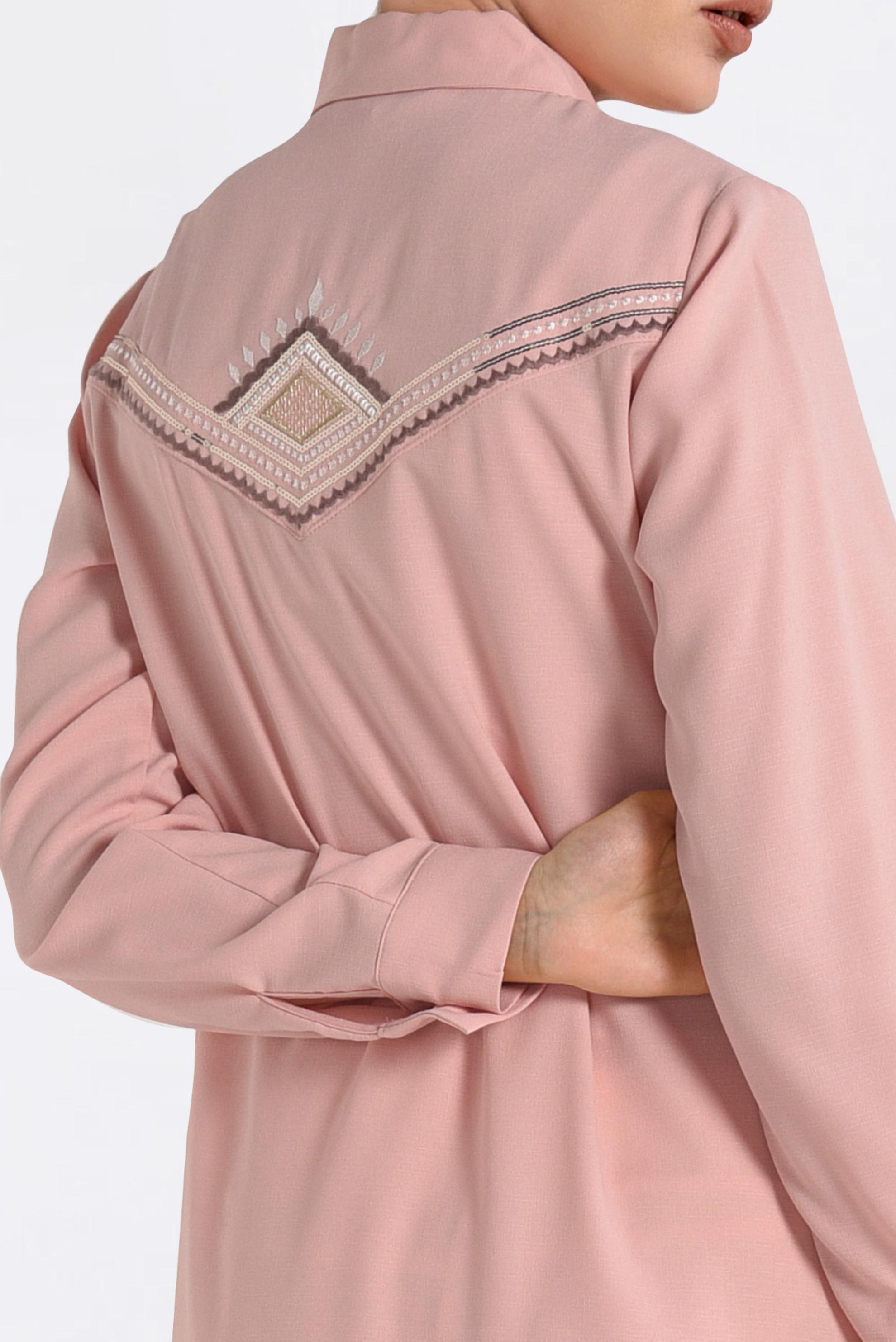 Tesettür giyim PUDRA ARKASI NAKIŞLI TUNİK 4315