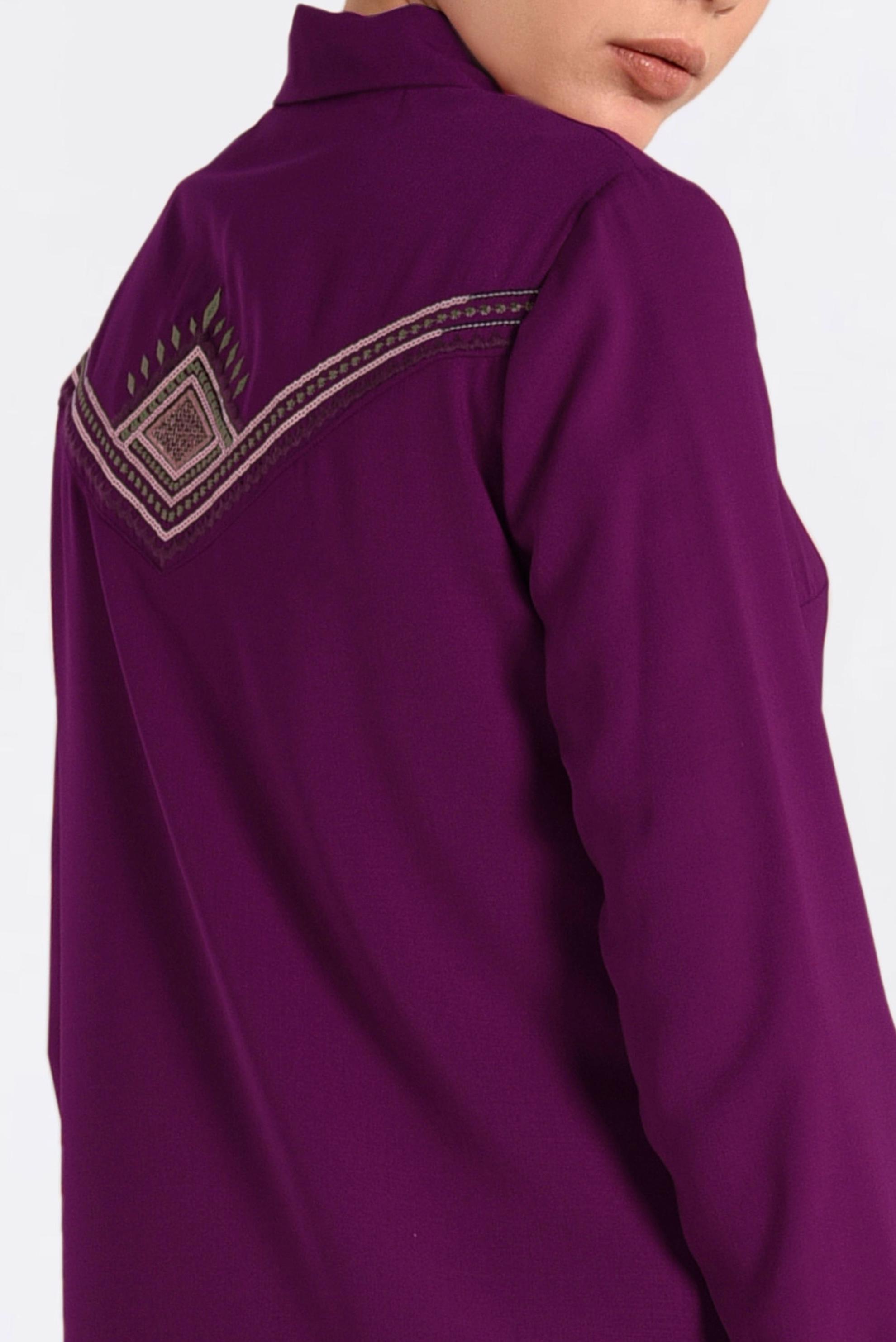 Tesettür giyim MOR ARKASI NAKIŞLI TUNİK 4315