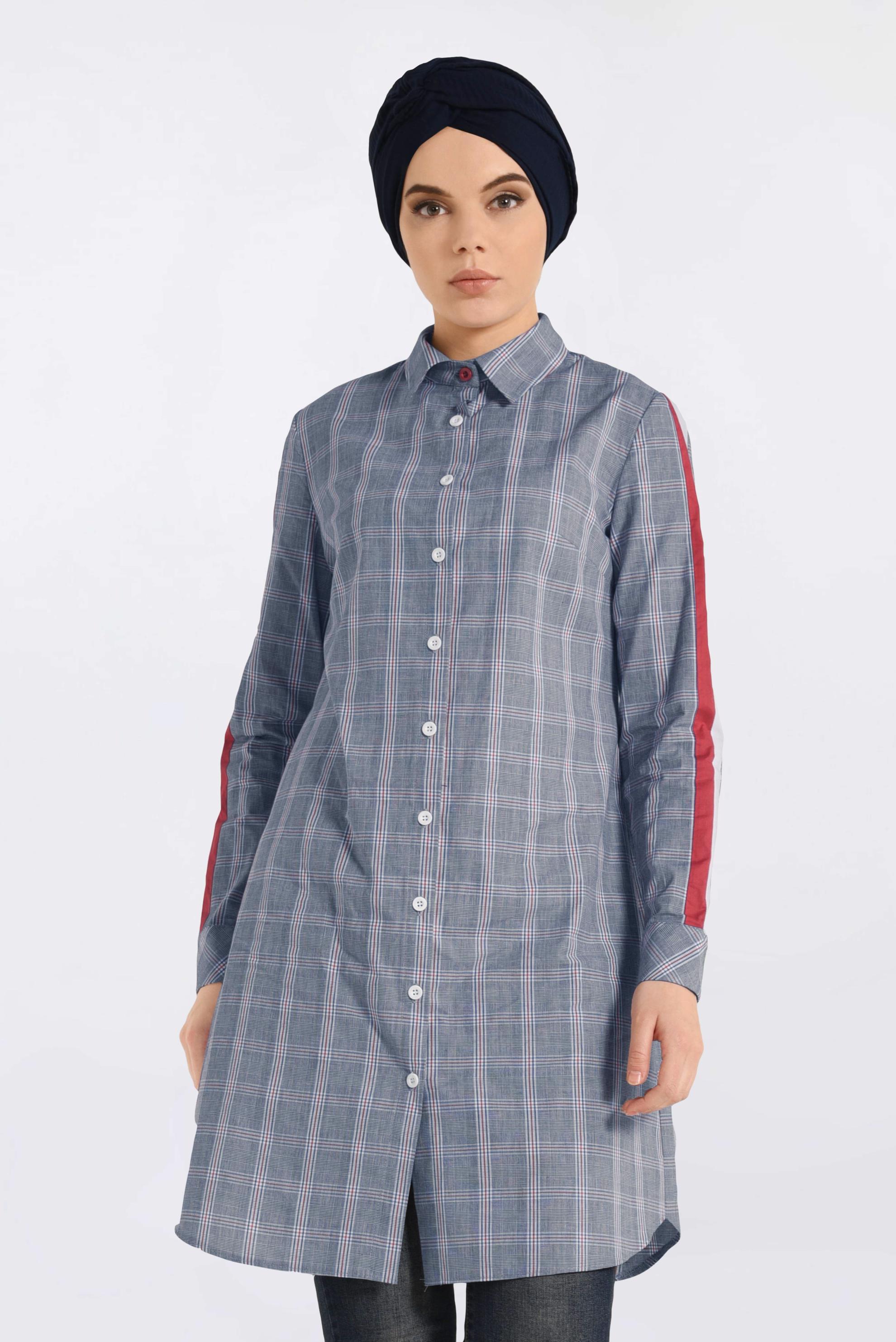 Tesettür giyim LACİVERT ŞERİT DETAYLI TUNİK 4349