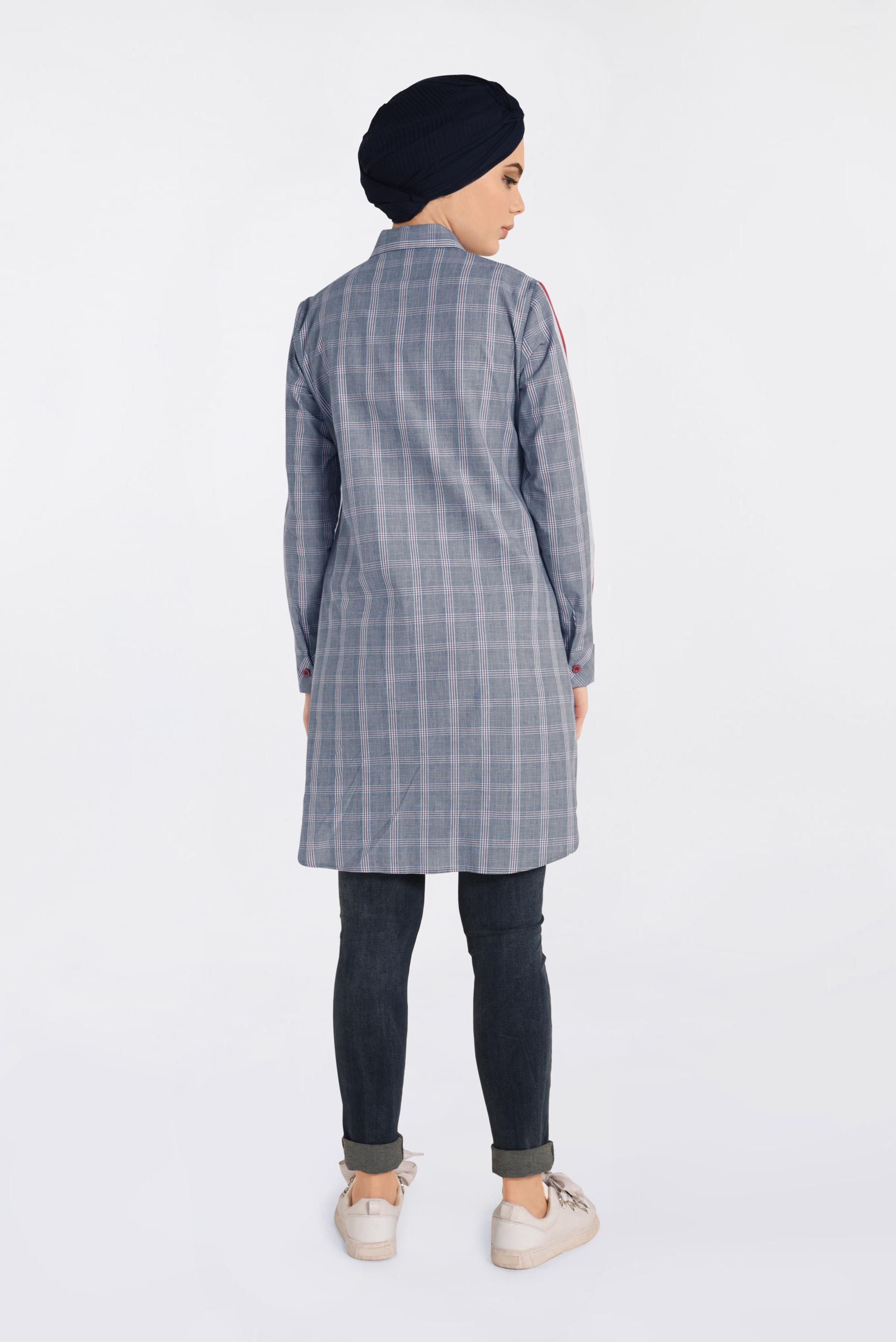 Tesettür giyim LACİVERT ŞERİT DETAYLI TUNİK 4349