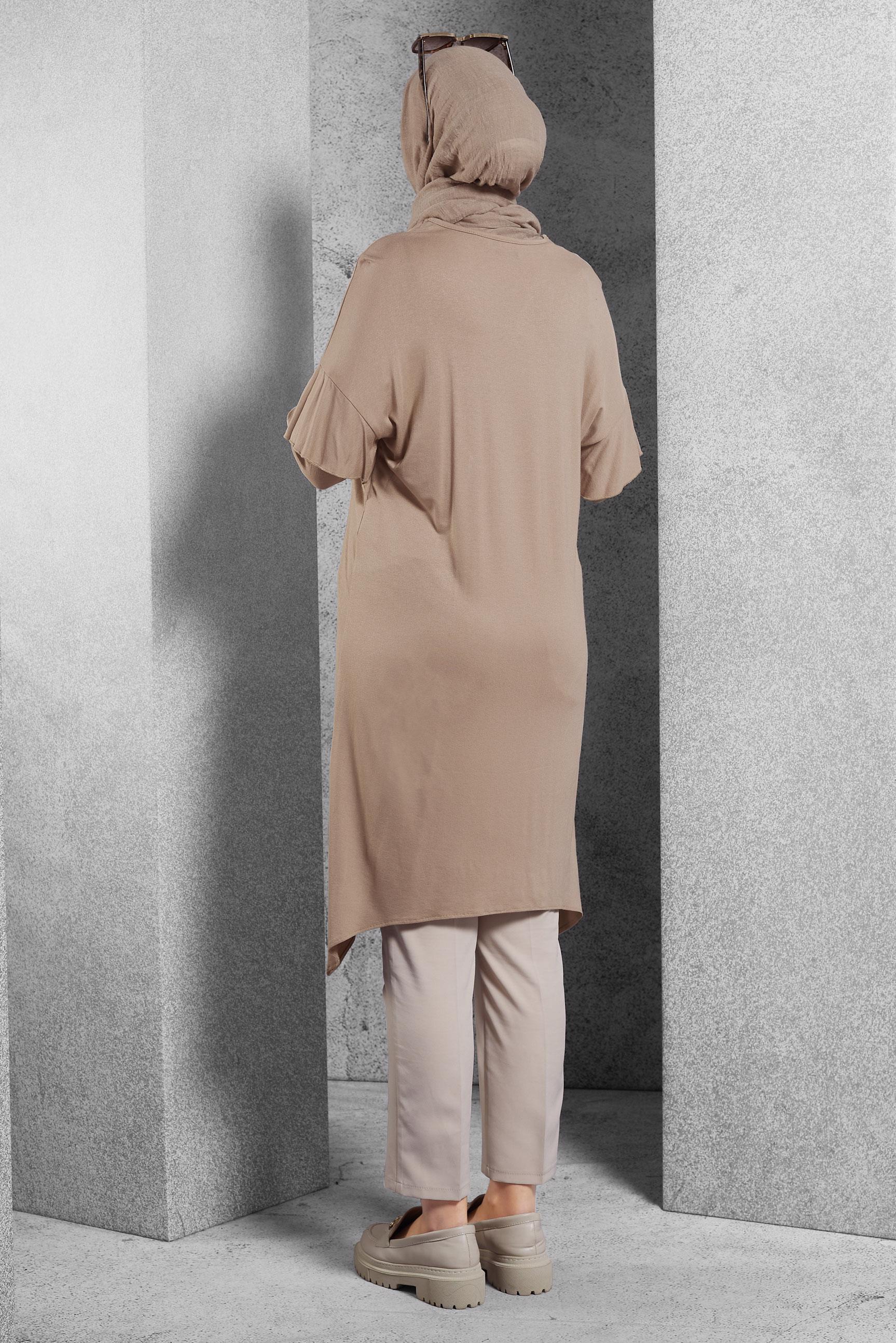 Hijab clothing BEIGE ASYMMETRIC CUT TUNIC 4362