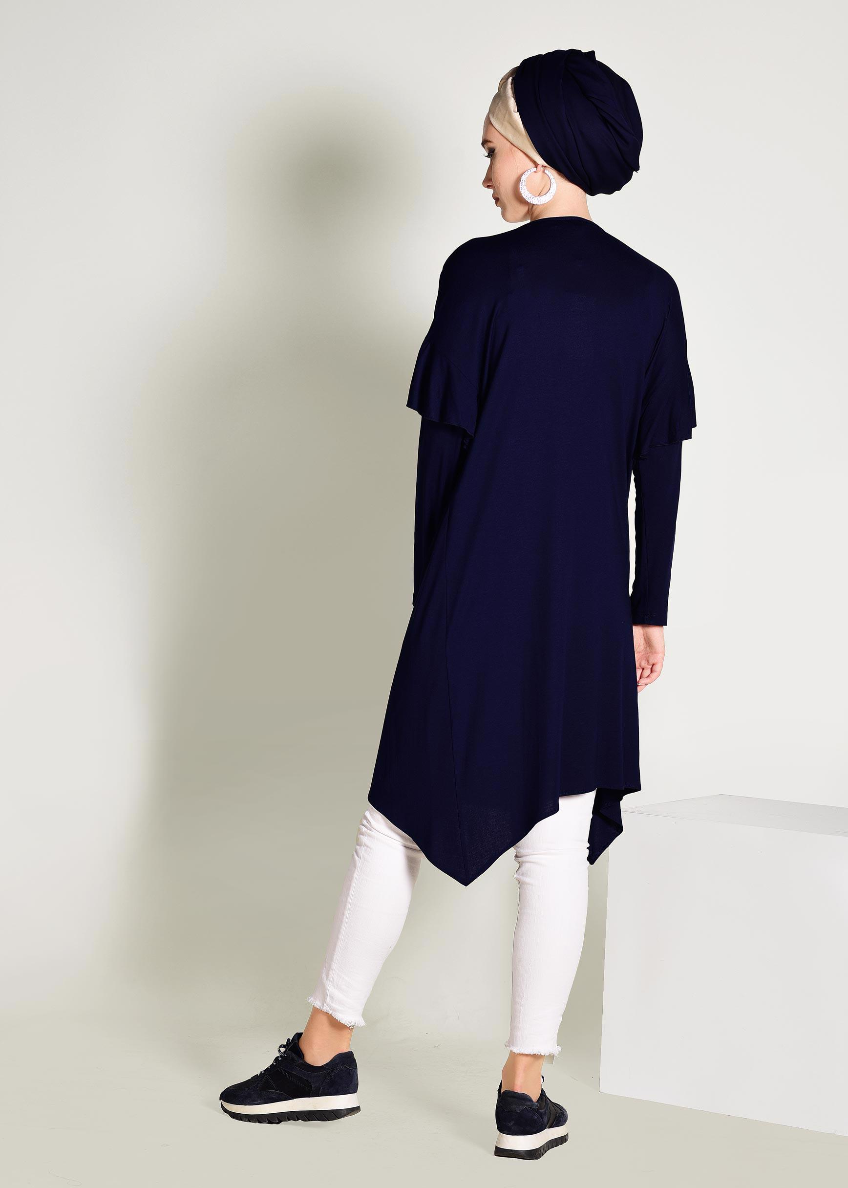 Tesettür giyim LACİVERT ASİMETRİK KESİM TUNİK 4362	