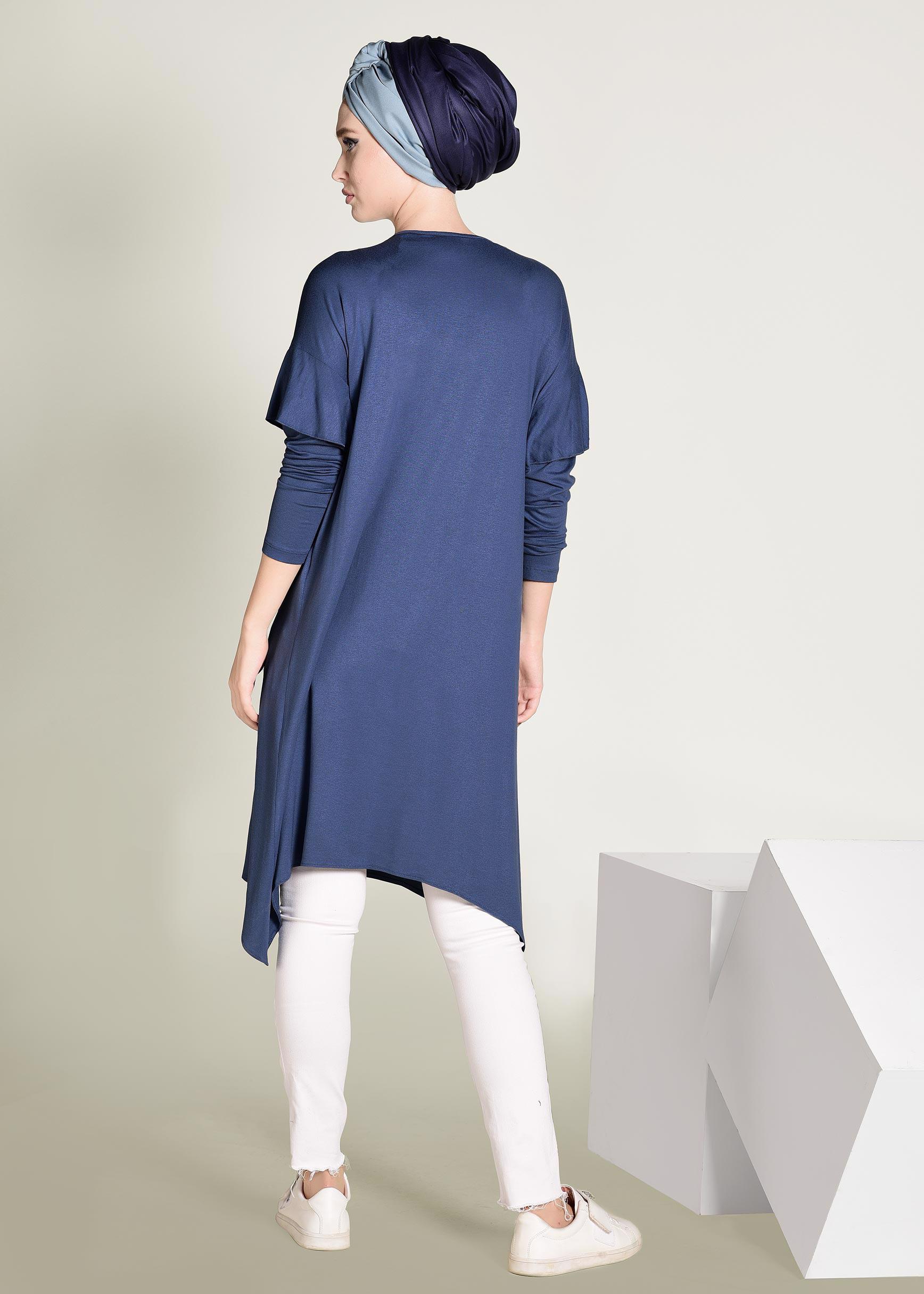 Tesettür giyim LACİVERT ASİMETRİK KESİM TUNİK 4362	