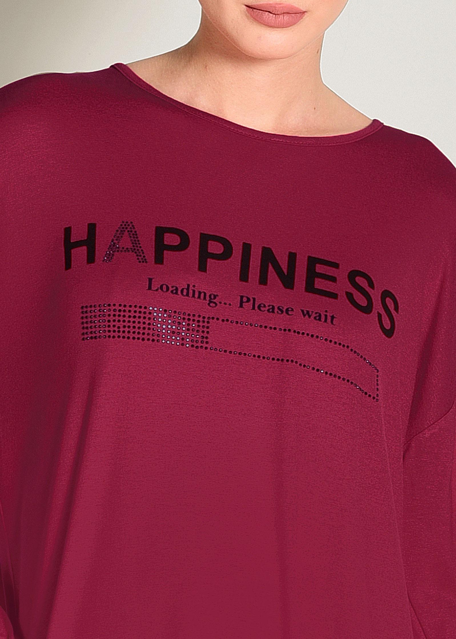 Tesettür giyim KIRMIZI YAZILI BASİC TUNİK 4365