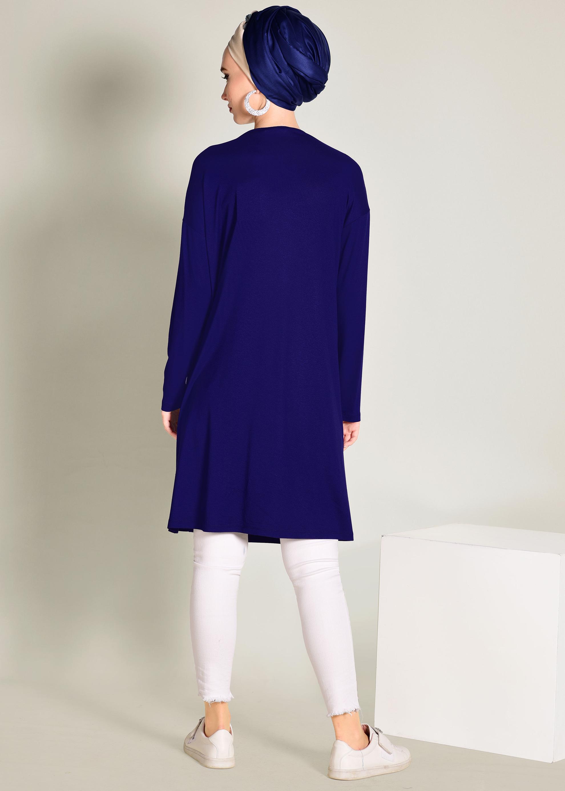 Tesettür giyim LACİVERT YAZILI BASİC TUNİK 4365