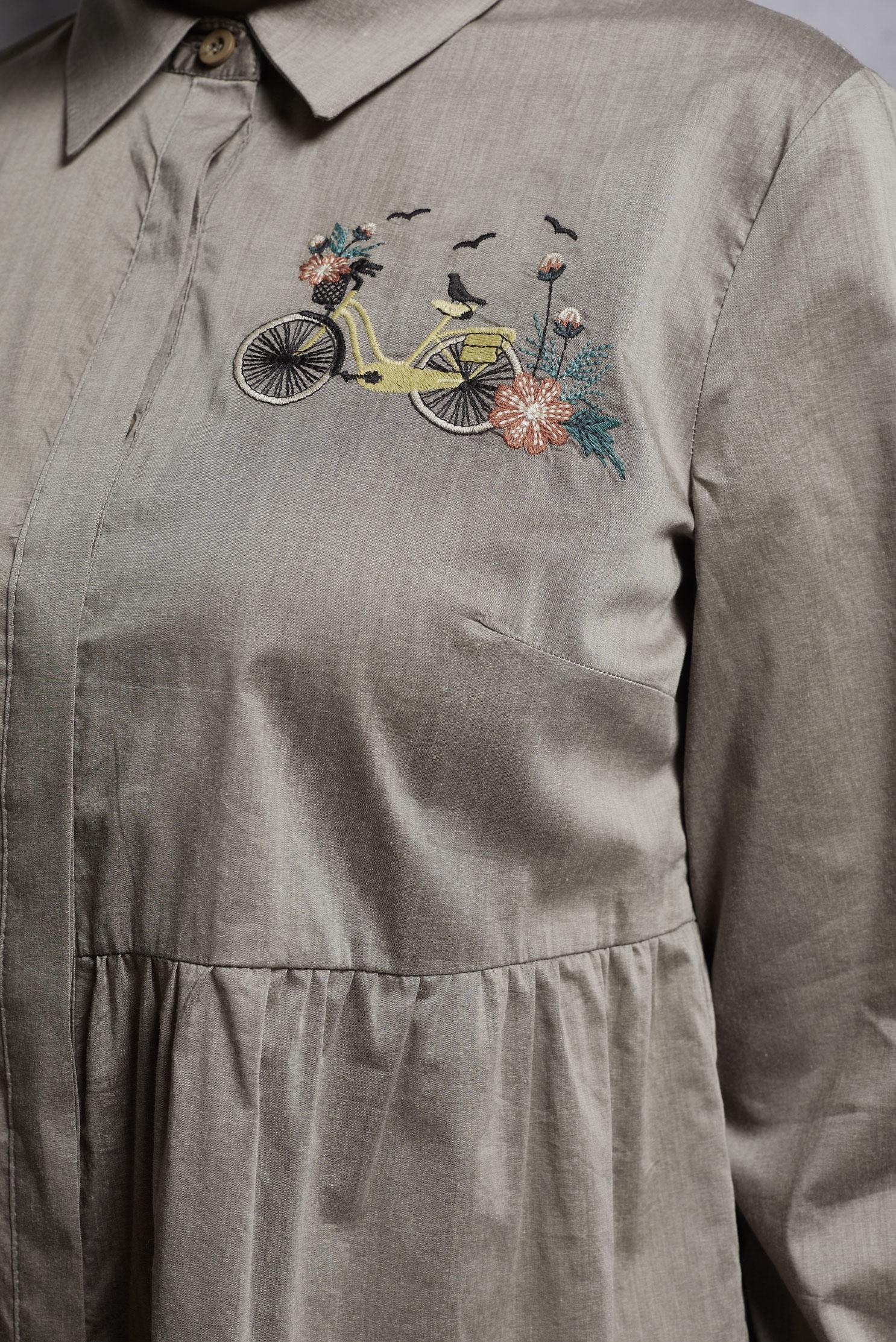 Tesettür giyim KAHVE NAKIŞ DETAYLI TUNİK 4367