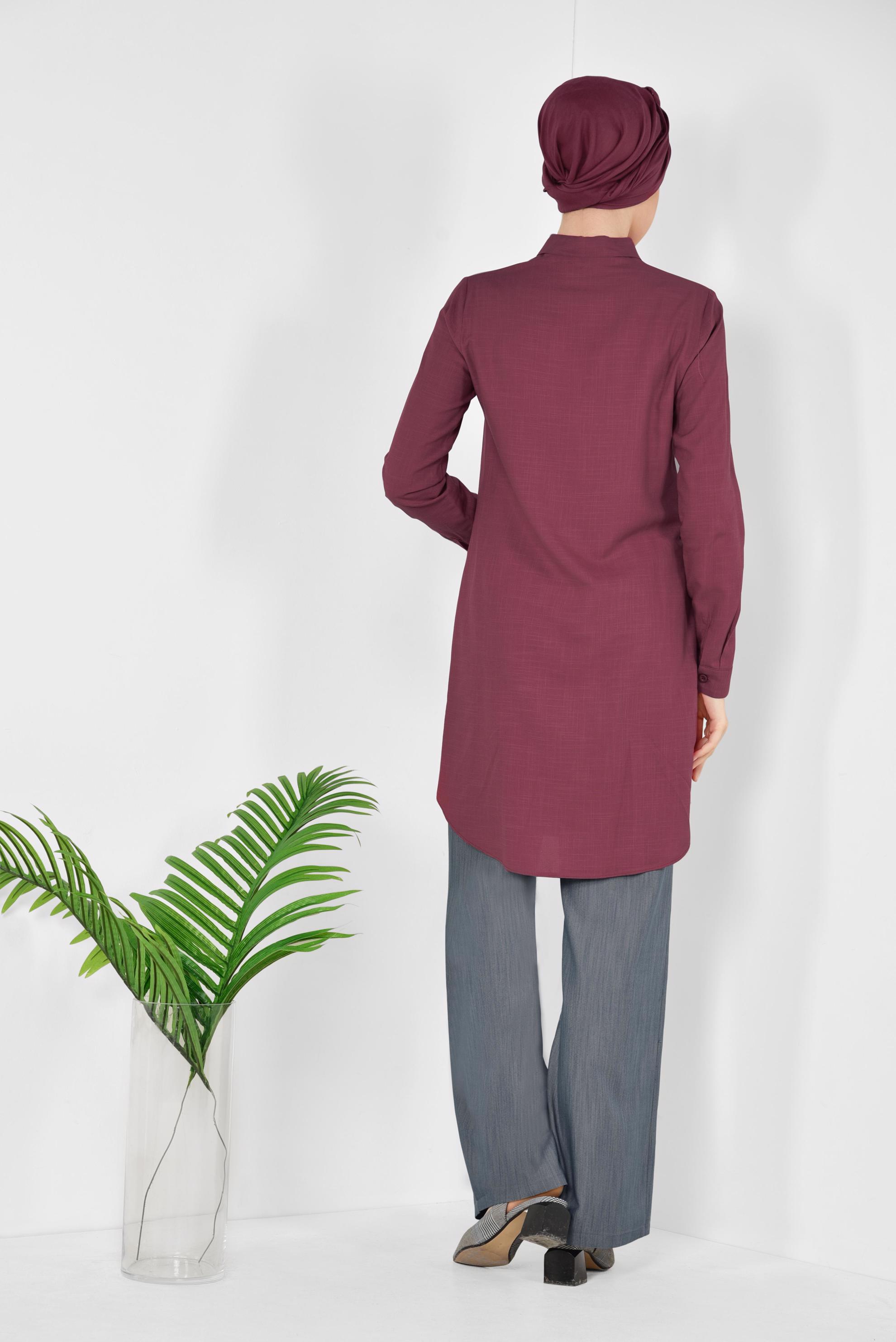 Hijab clothing CLARET RED Buttoned Tunic 4369 