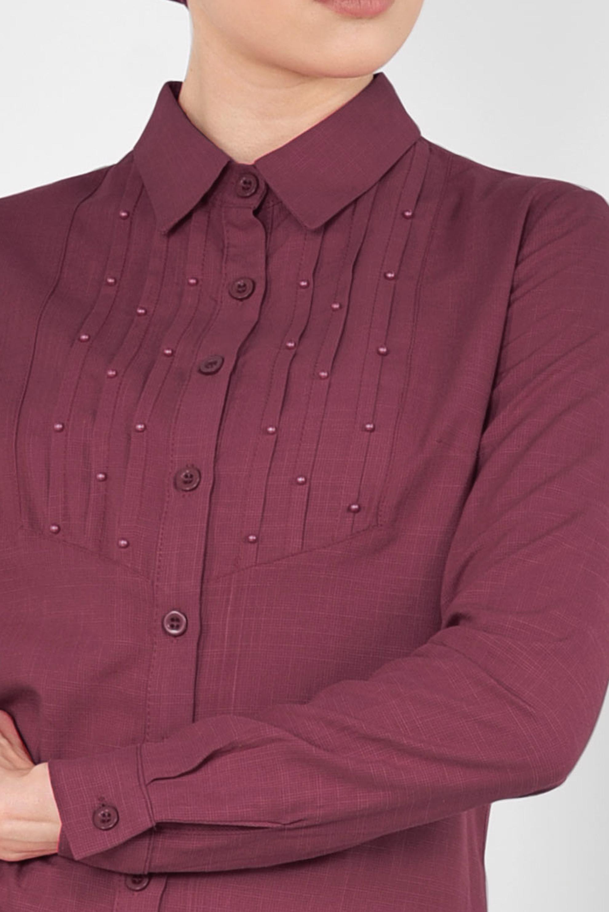 Hijab clothing CLARET RED Buttoned Tunic 4369 