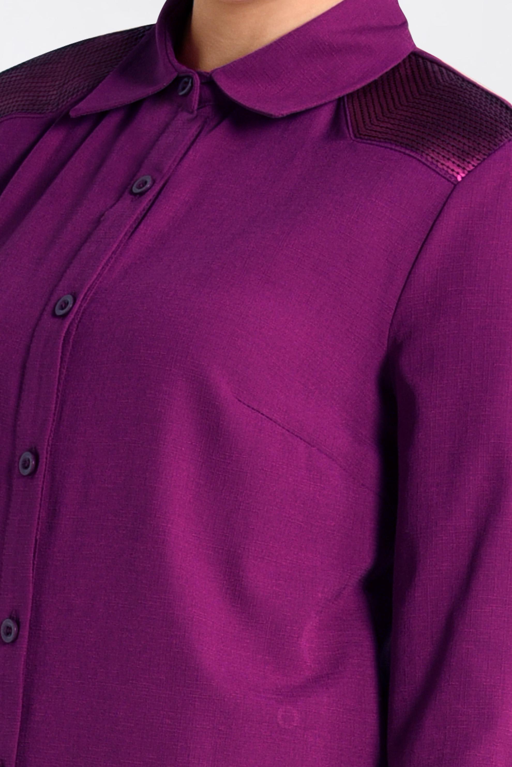 Tesettür giyim FUŞYA OMUZLARI PAYETLİ UZUN TUNİK 4383