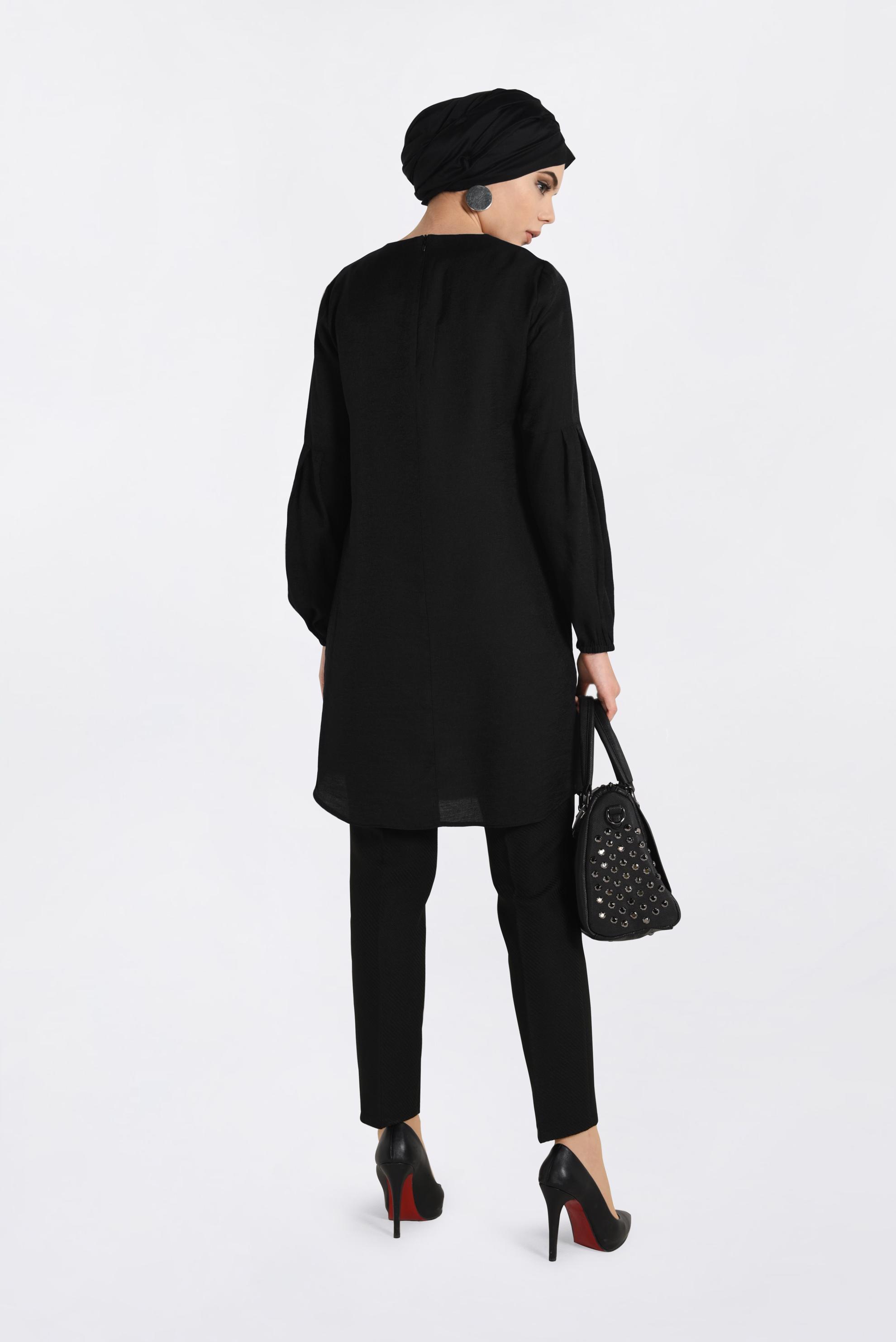 Tesettür giyim SİYAH PUL PAYETLİ TUNİK 4386