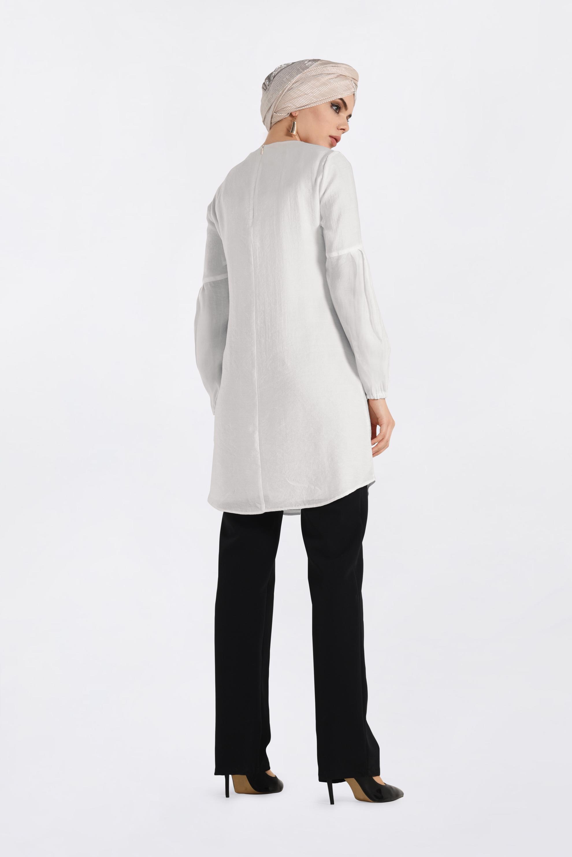 Tesettür giyim BEYAZ PUL PAYETLİ TUNİK 4386