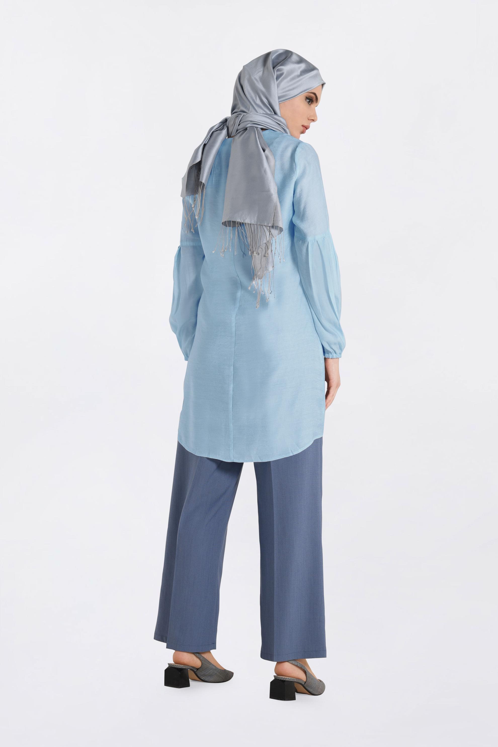 Tesettür giyim MAVİ PUL PAYETLİ TUNİK 4386