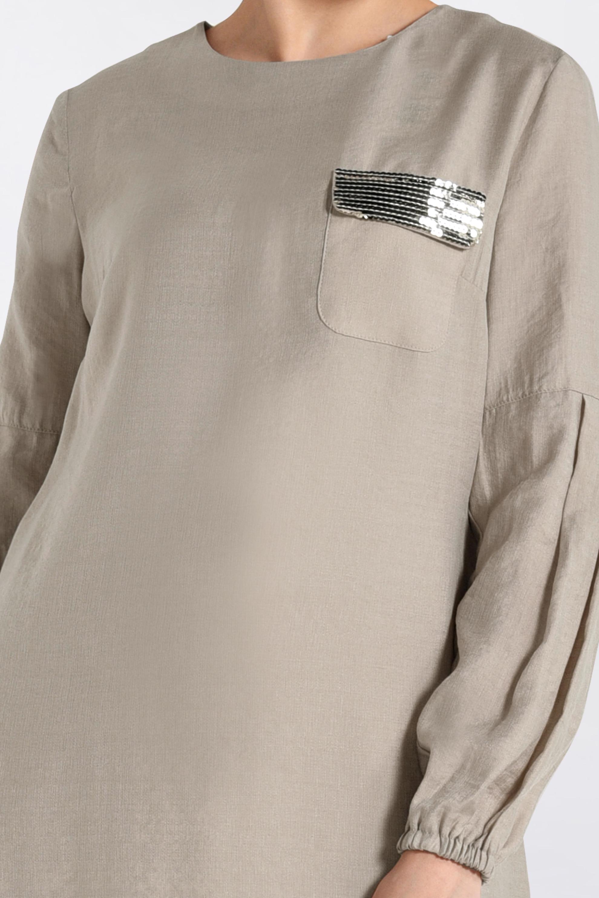 Tesettür giyim BEJ PUL PAYETLİ TUNİK 4386